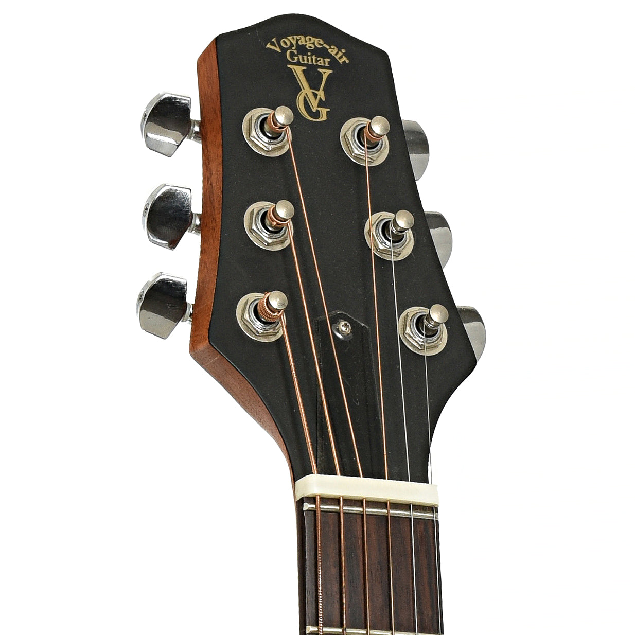 Headstock of Voyage Air VAOM-04 Travel Acoustic Guitar 
