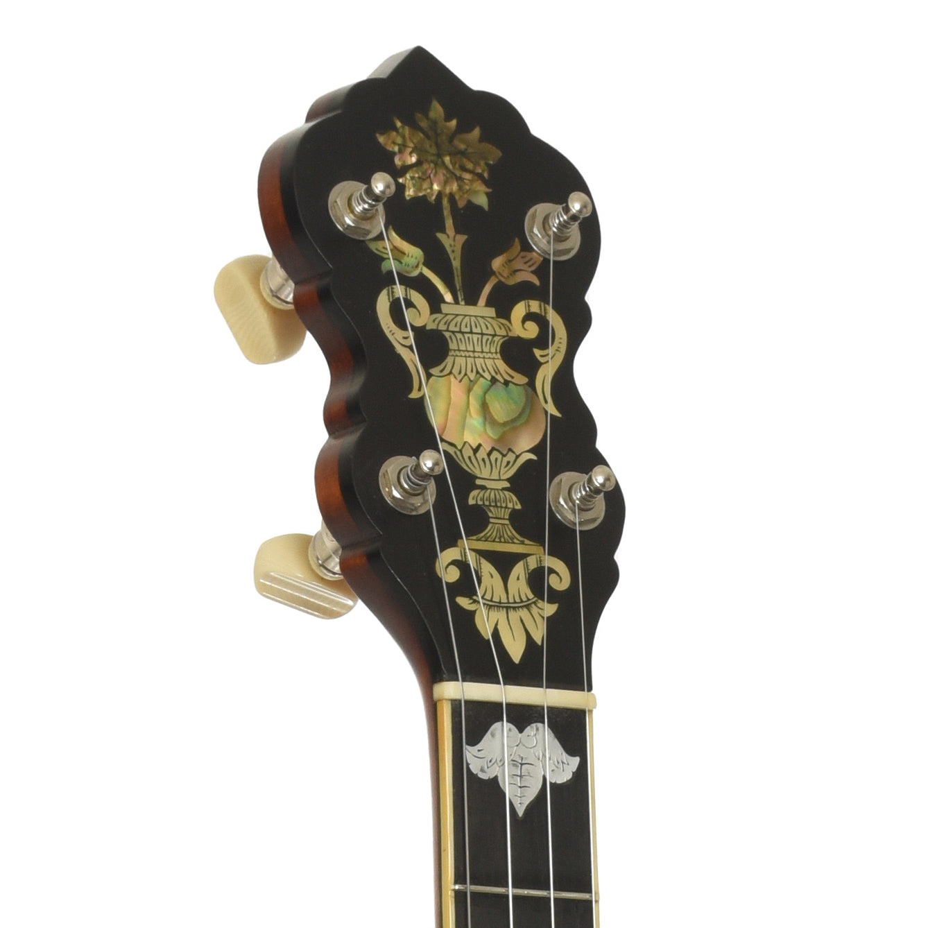 Headstock of Mike Ramsey Tubaphone No.3 Open Back Banjo