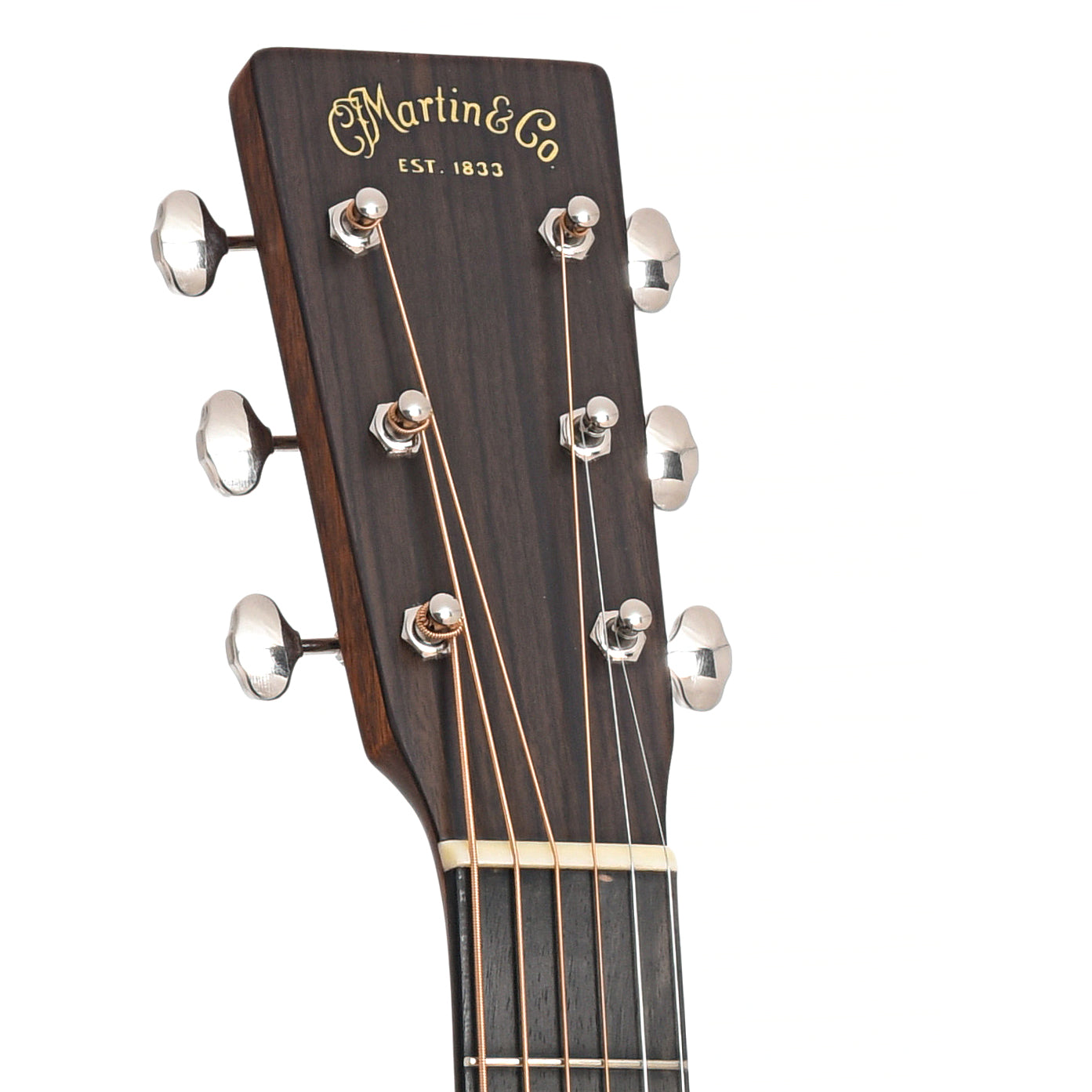 Headstock of Martin Custom 18-Style Dreadnought Guitar & Case, Thinner Adirondack Top