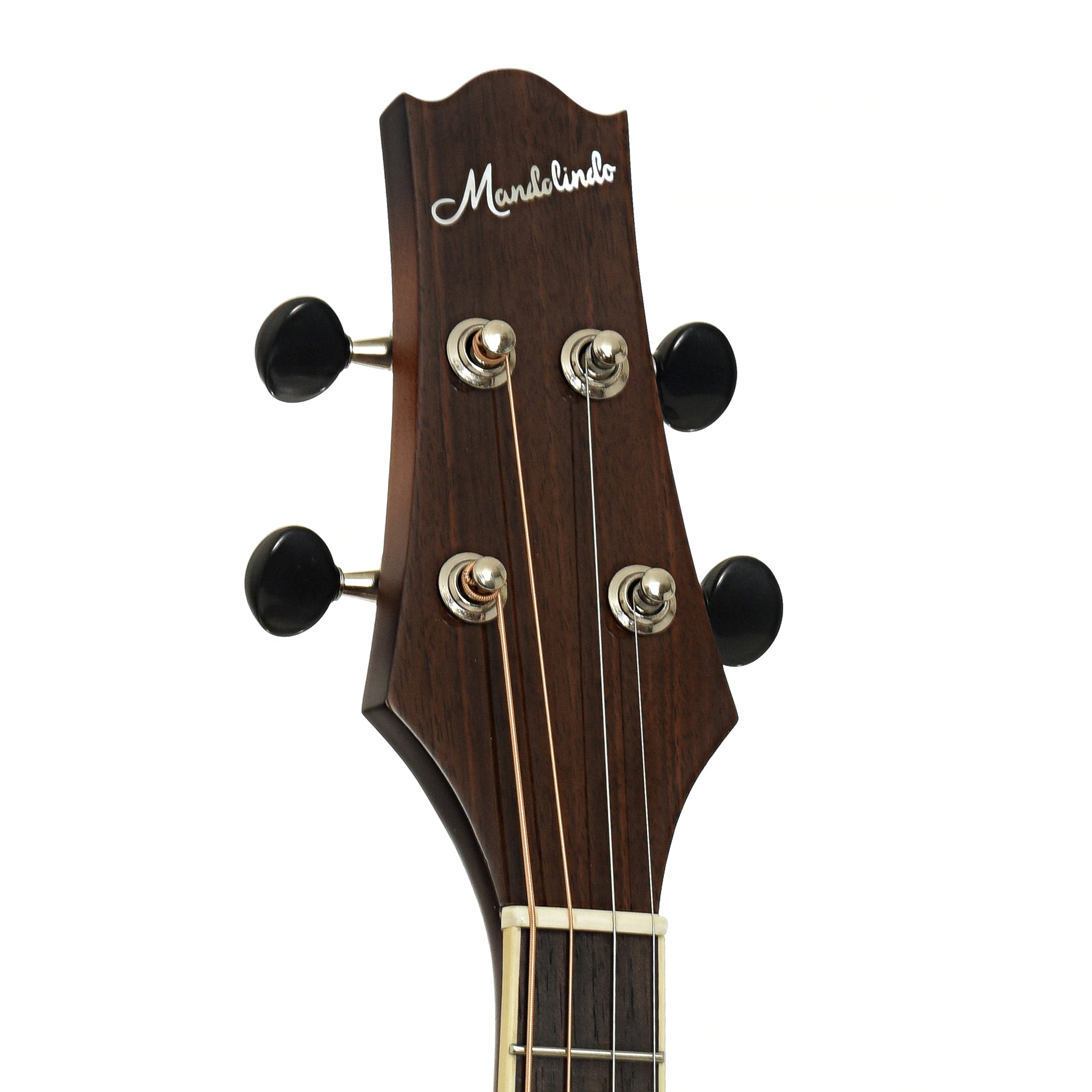 Headstock of KR Strings Mandolindo Custom Deluxe Curly Maple                                                                                                                                                                                                                                         