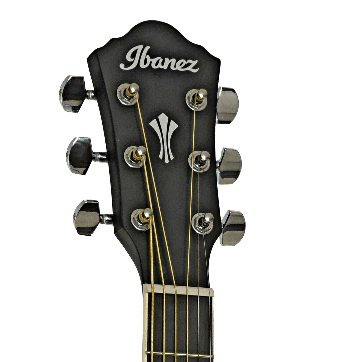 Headstock of Ibanez AEG7MH Grand Concert Acoustic Guitar, Weathered Black Open Pore