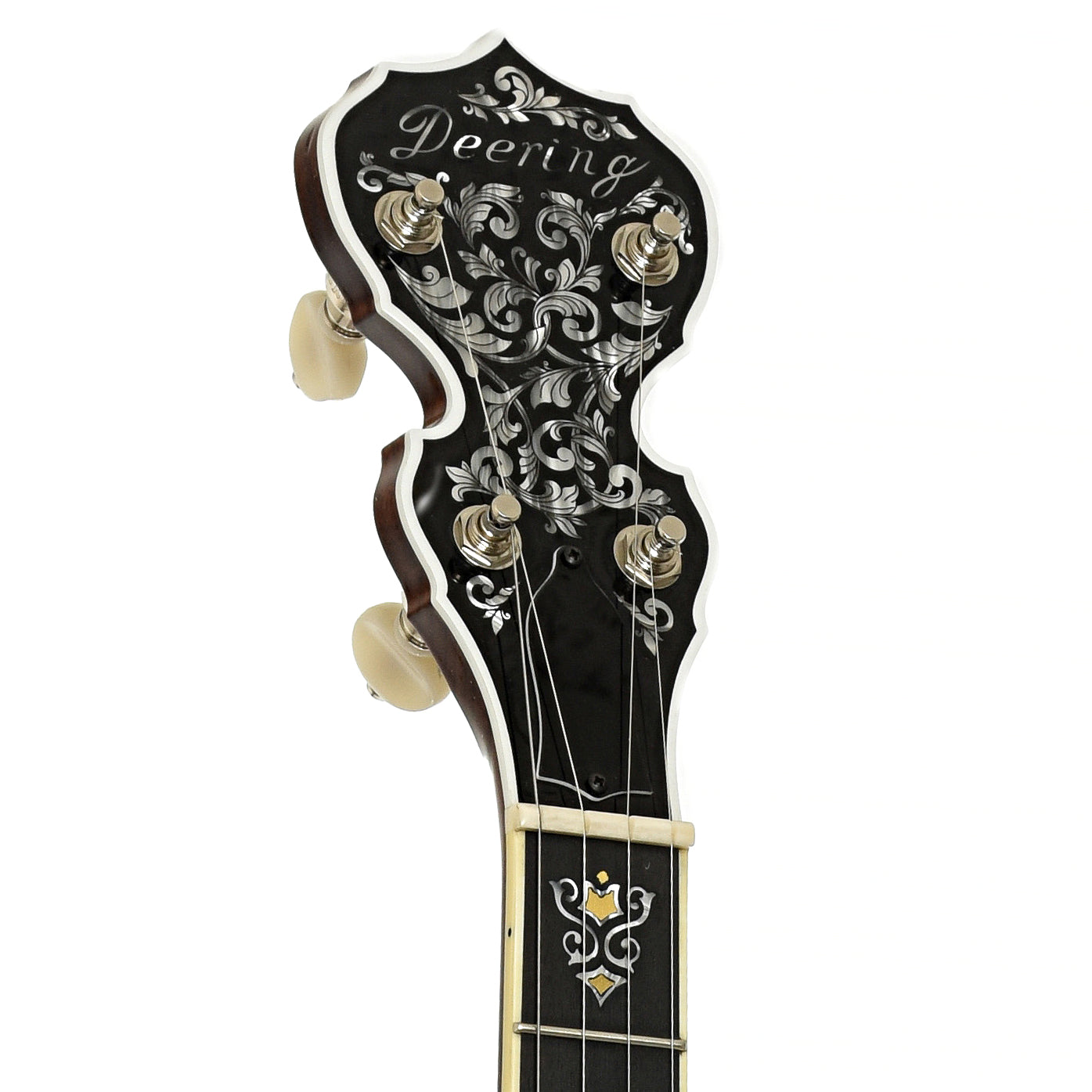 Headstock of Deering Clawgrass II Openback Banjo