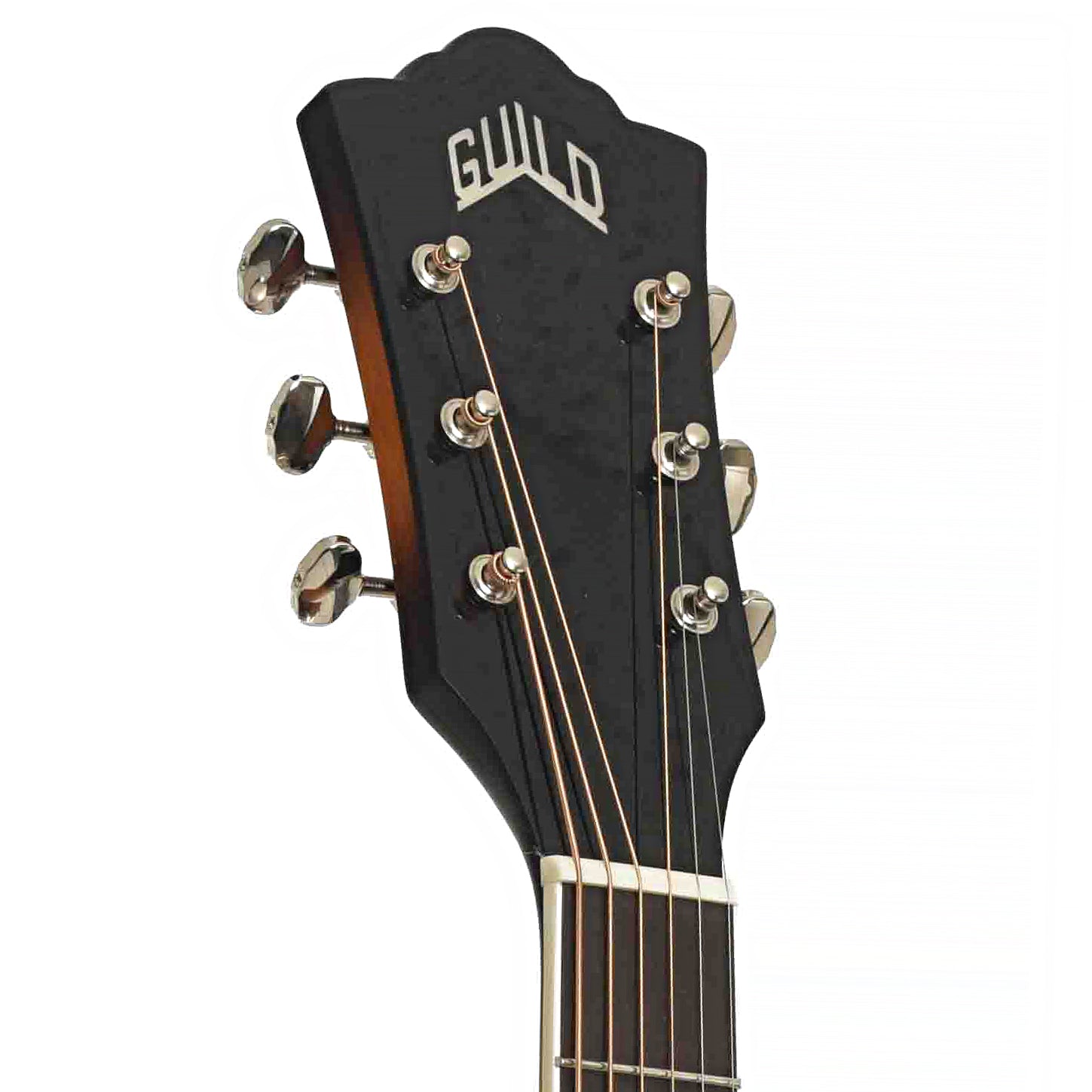 Front Headstock of Guild F-250CE Deluxe Maple F-Jumbo Acoustic-Electric Guitar, Shopworn