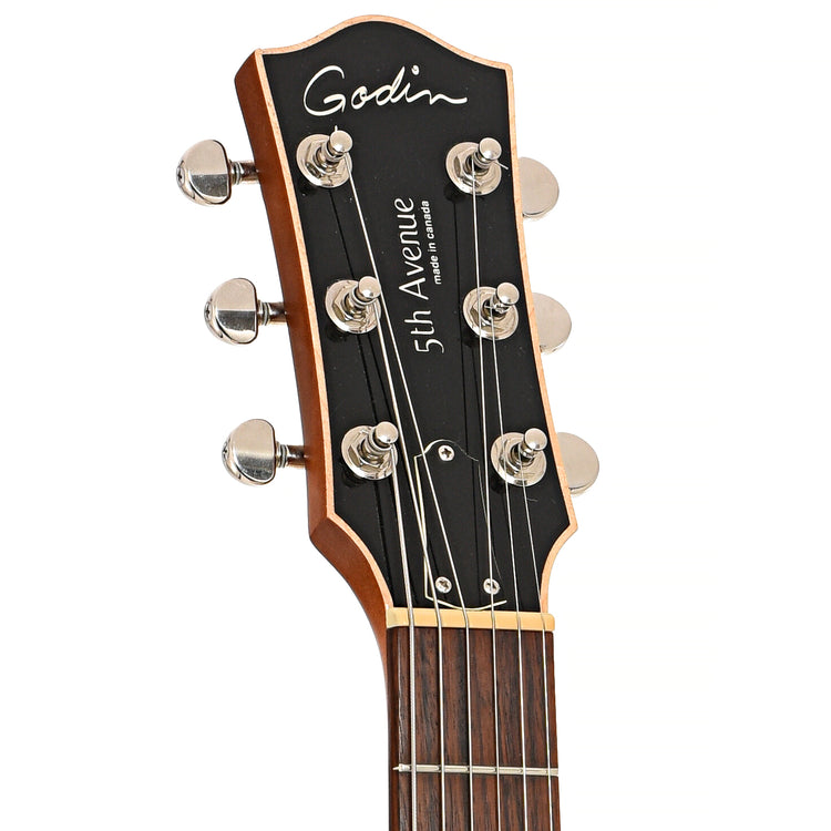 Front headstock of Godin 5th Avenue CW Kingpin II Natural Hollowbody