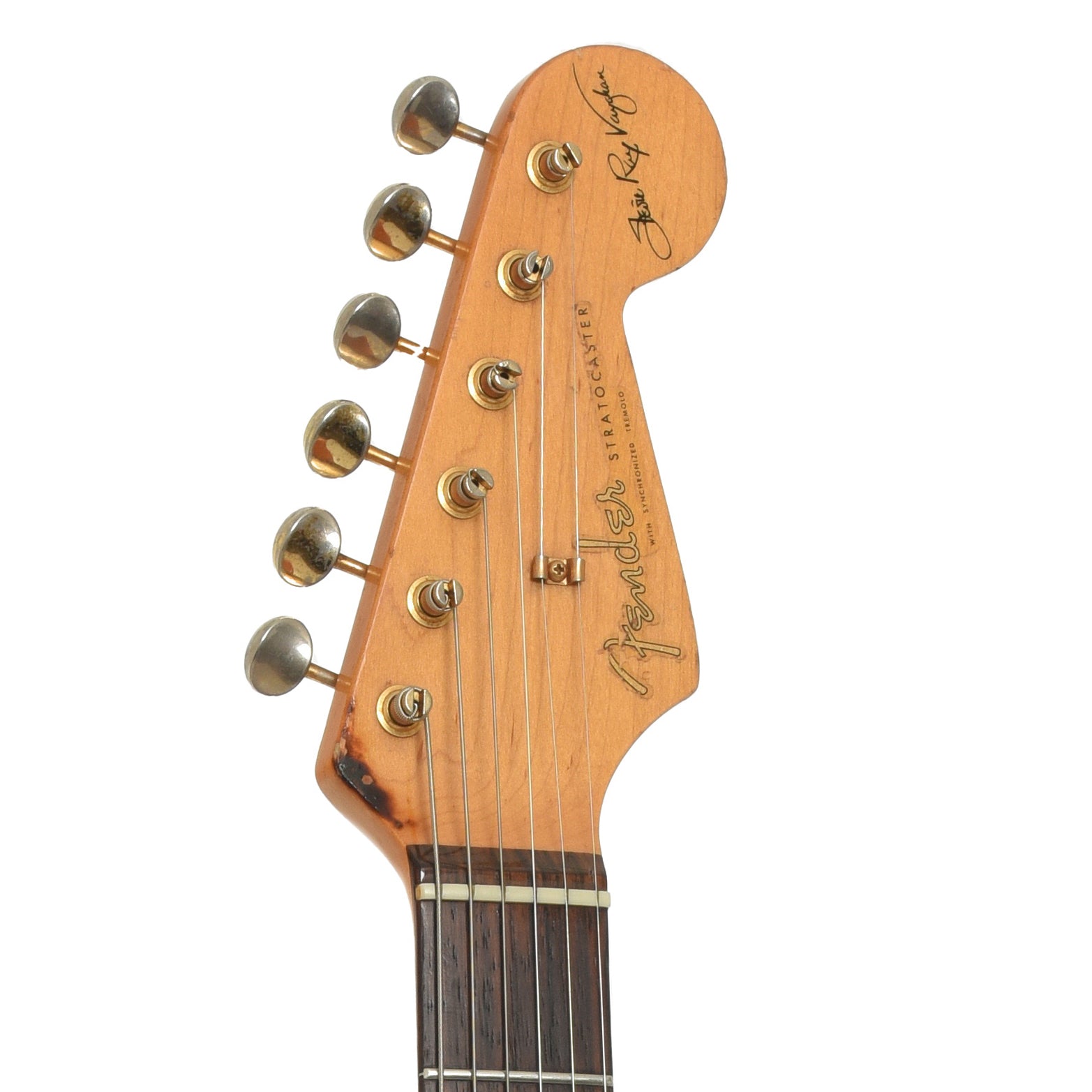 Headstock of Fender SRV Stratocaster Electric Guitar