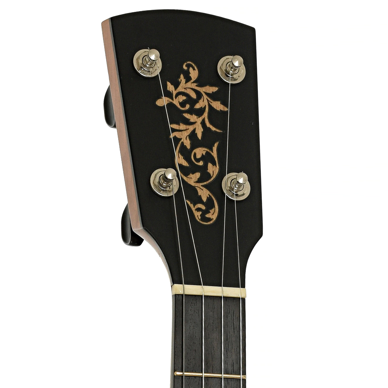 Headstock of Rickard Little Wonder Cherry 12" Custom Open Back Banjo 