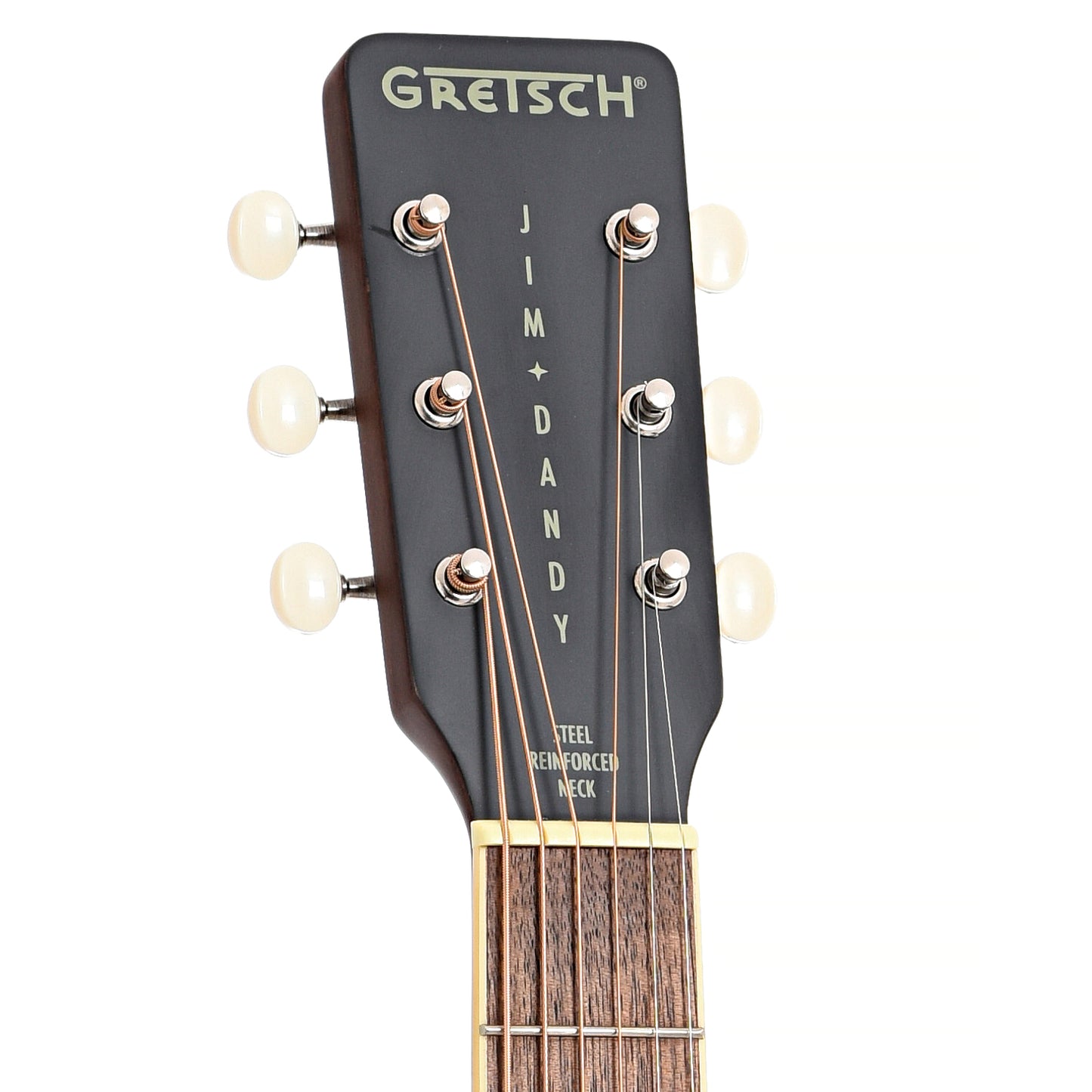 front headstock of Gretsch Jim Dandy Parlor Acoustic Guitar, Frontier Stain
