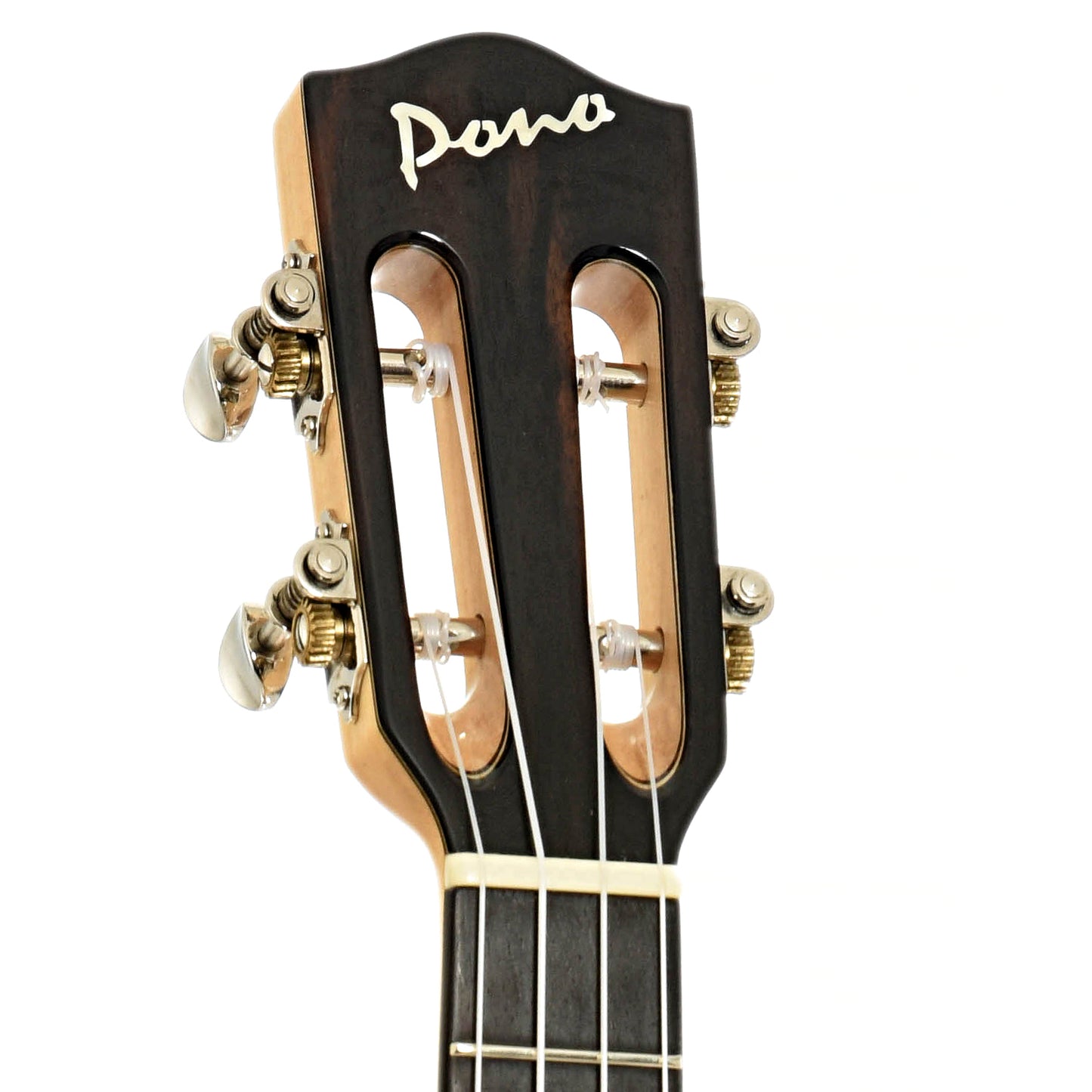 Headstock of Pono MPTSH Tenor Ukulele
