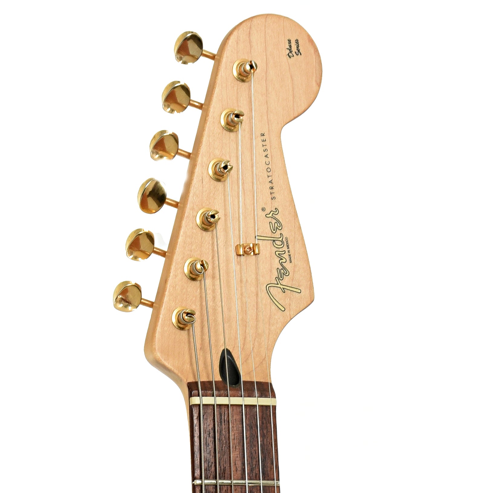 Headstock of Fender Deluxe Player Stratocaster Electric Guitar 