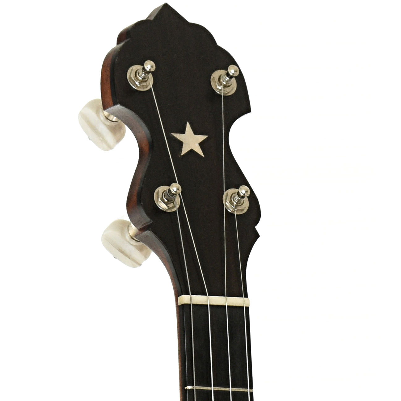 Headstock of Bart Reiter Round Peak Open Back Banjo