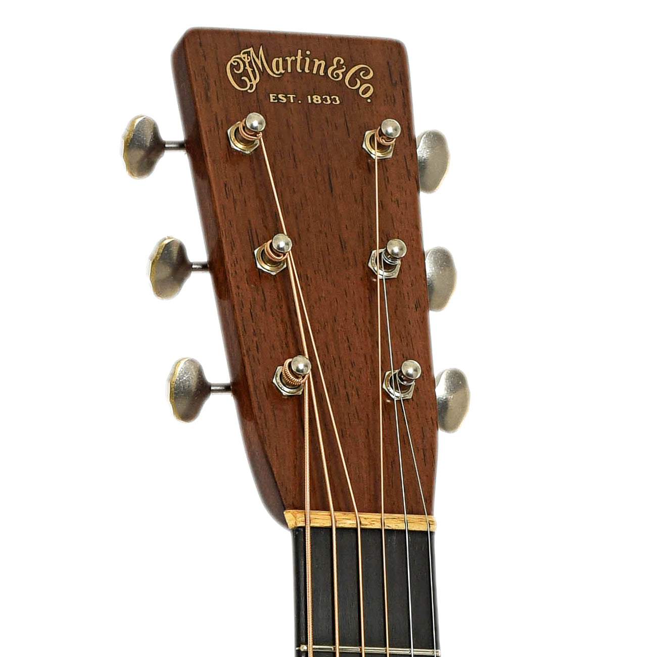 Headstock of Martin Custom Shop D-28 Authentic, Madagascar Rosewood, Acoustic Guitar & Case