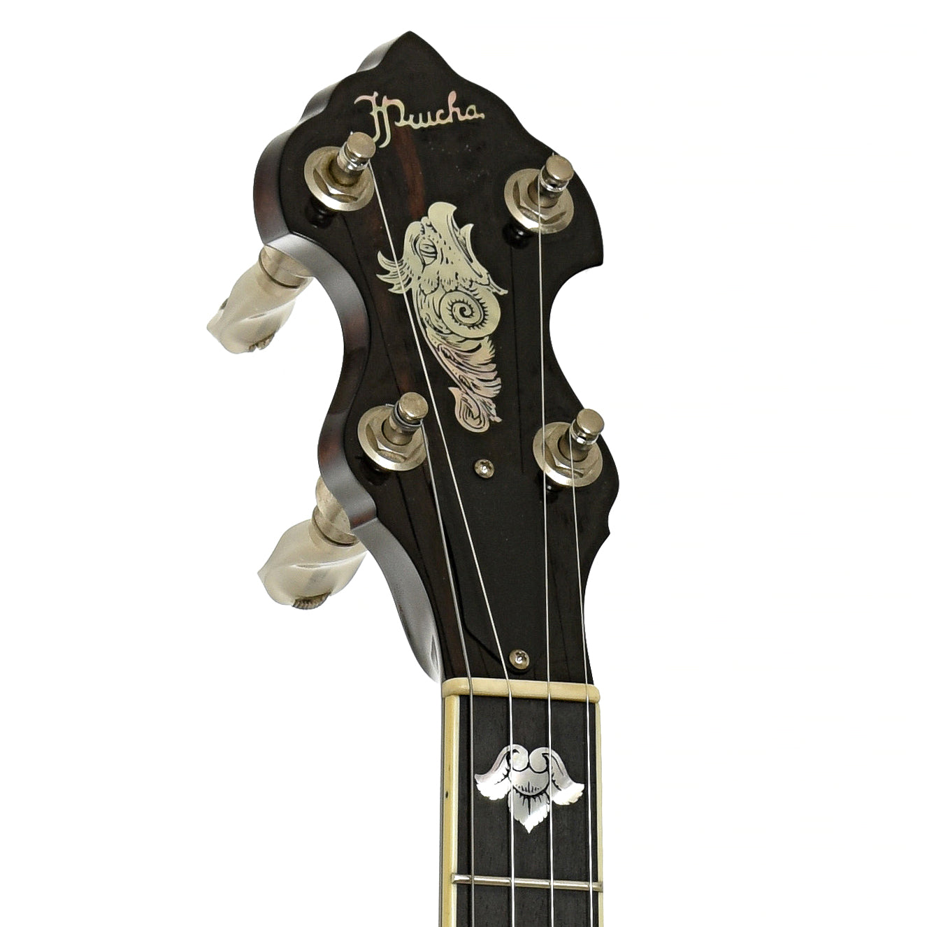 Headstock of Prucha Premium Griffon Open Back Banjo 