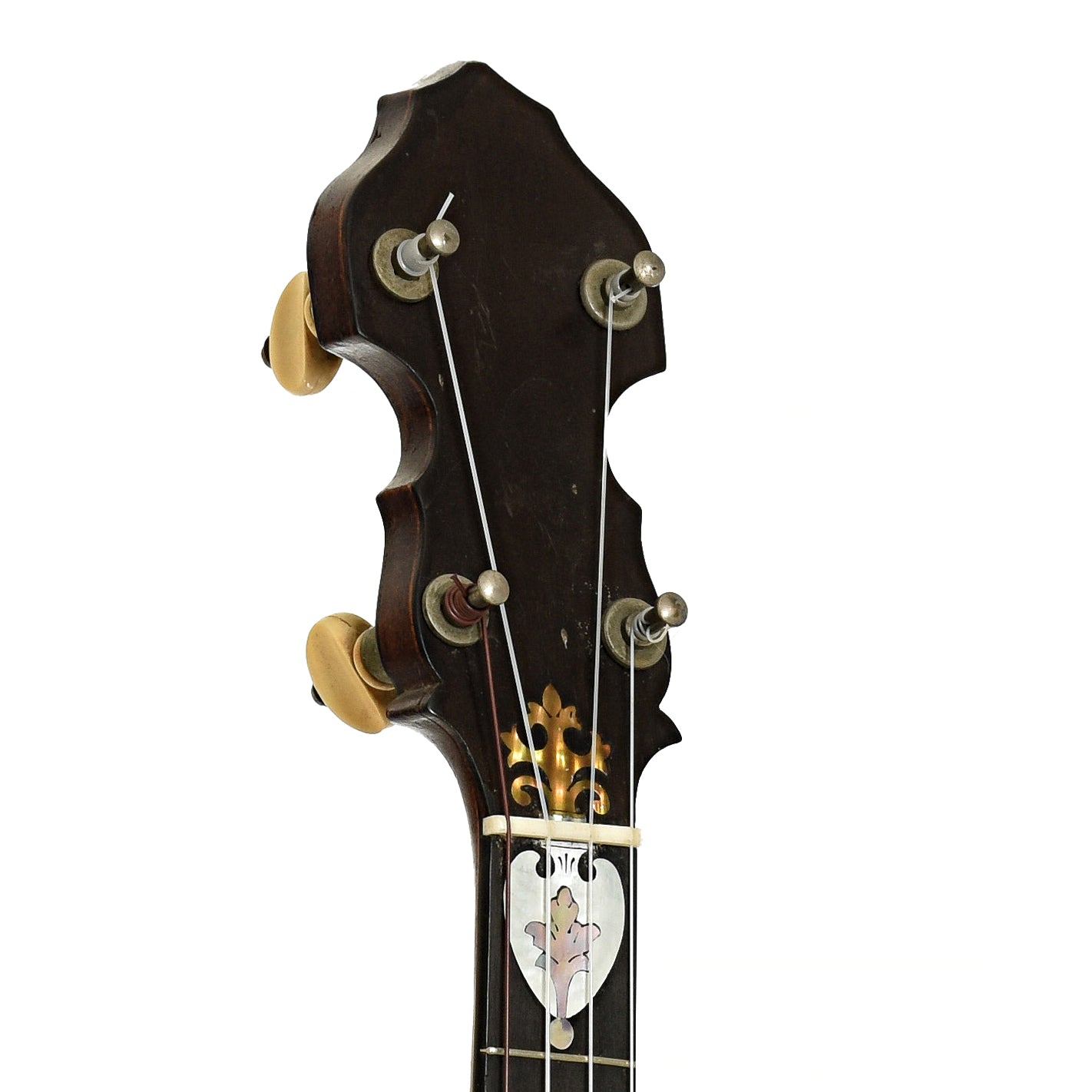 Headstock of J.E. Quinlan Open Back Banjo 