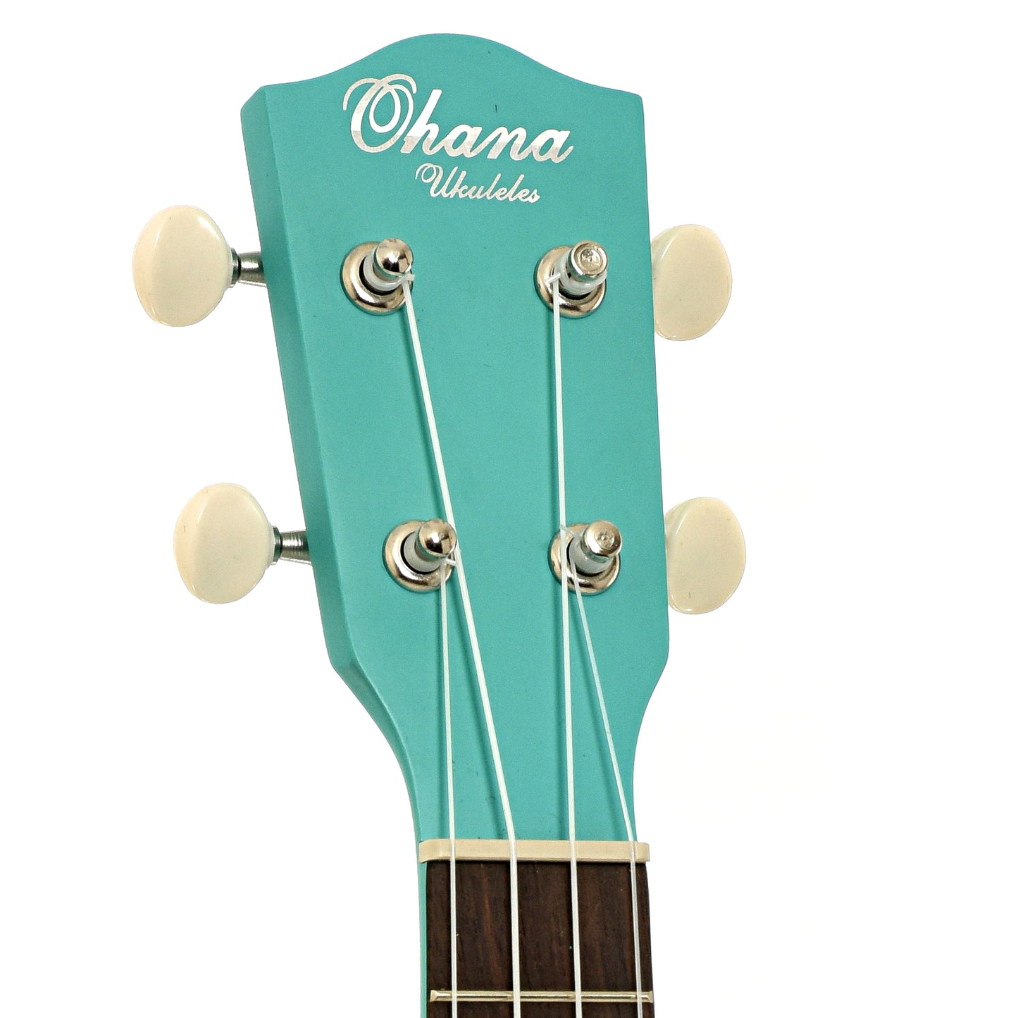 Headstock of Ohana SK-10 Soprano Ukulele, Turquoise