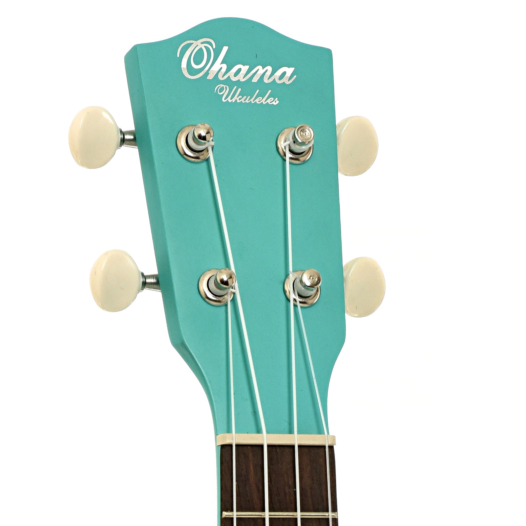 Headstock of Ohana SK-10 Soprano Ukulele, Turquoise