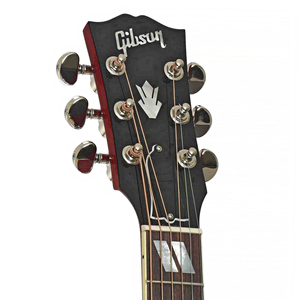 Front Headstock of Gibson Hummingbird Standard Acoustic Guitar & Case, Vintage Cherry Sunburst (HiFi Pickup)