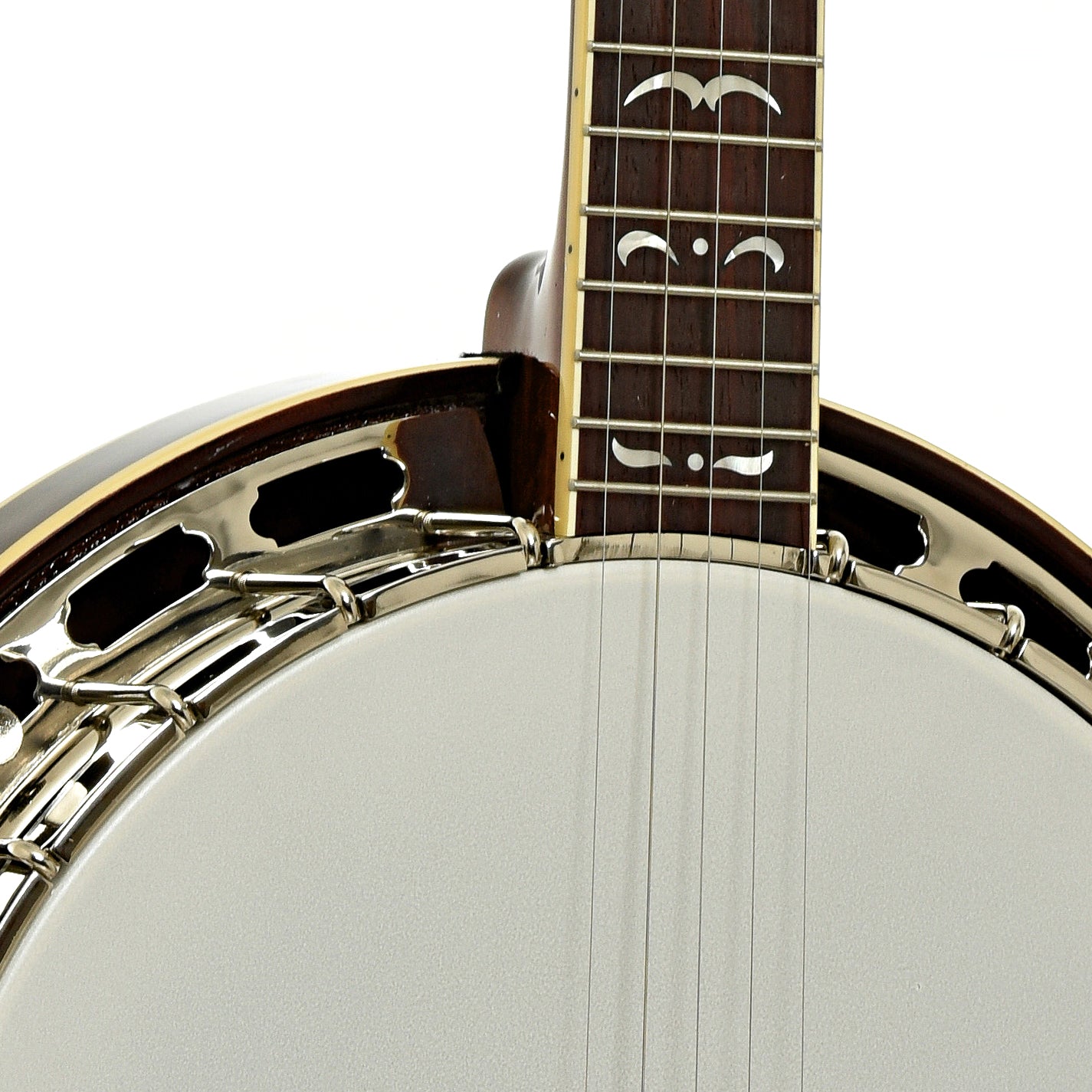 Frotn Neck joint of Recording King Madison Reso!nator Banjo, Mahogany