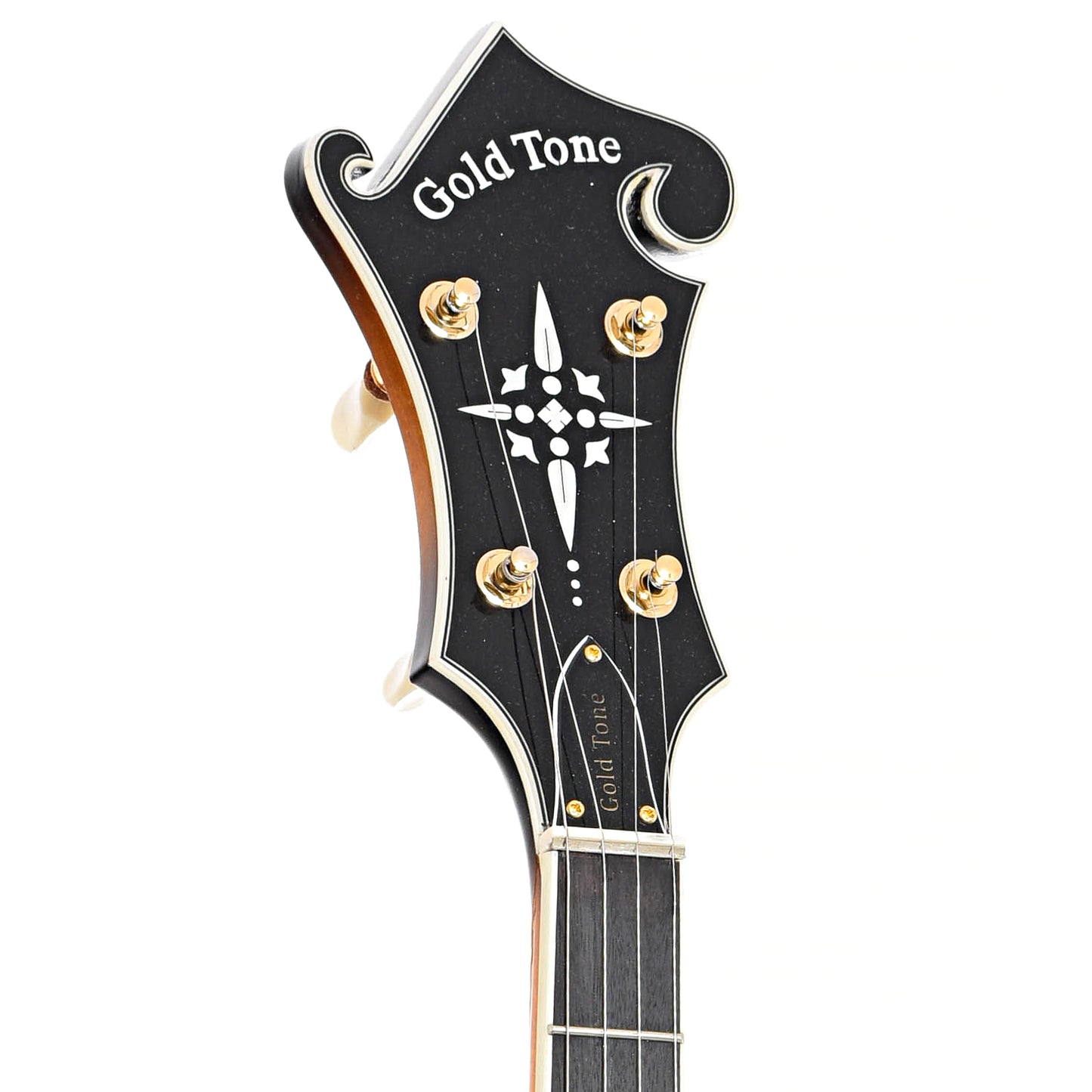 Front headstock of Gold Tone EBM-5 Electric 5-String Banjo (recent)