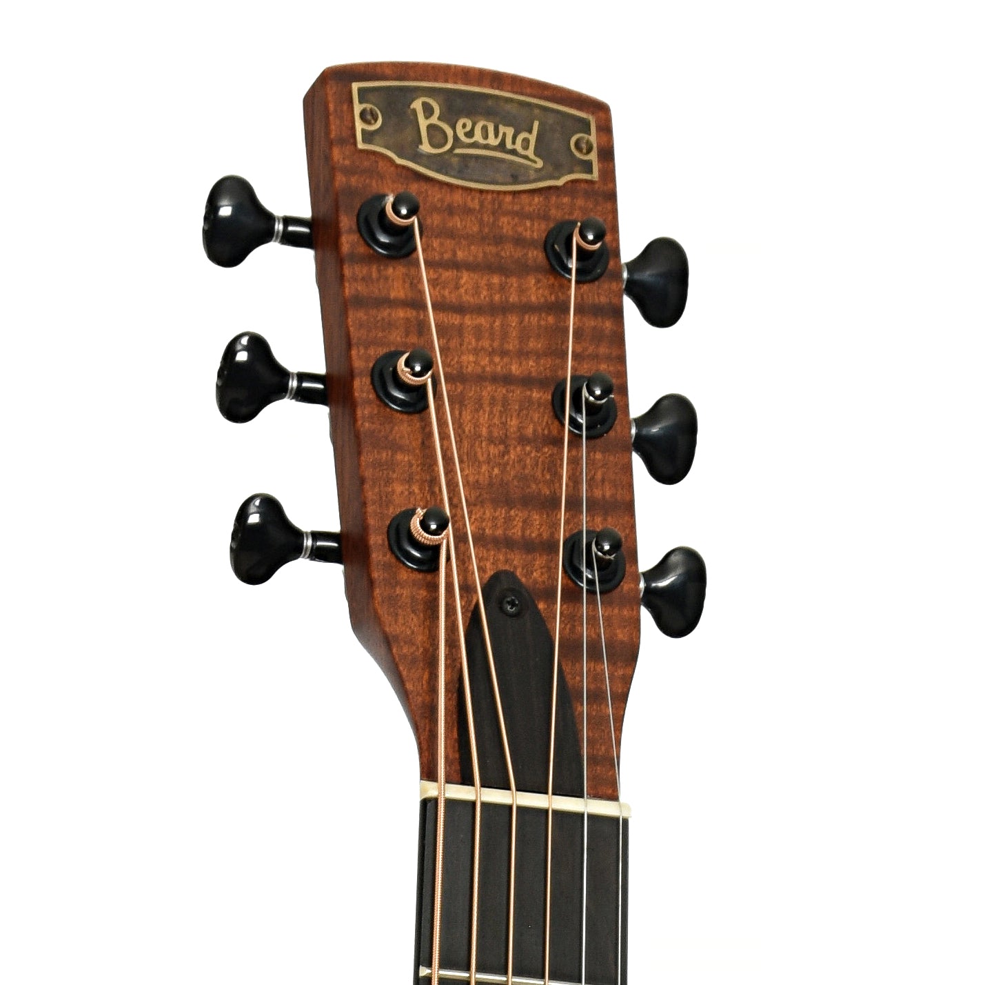 Headstock of Beard Trailhead Roundneck Resonator Guitar Tobacco Finish
