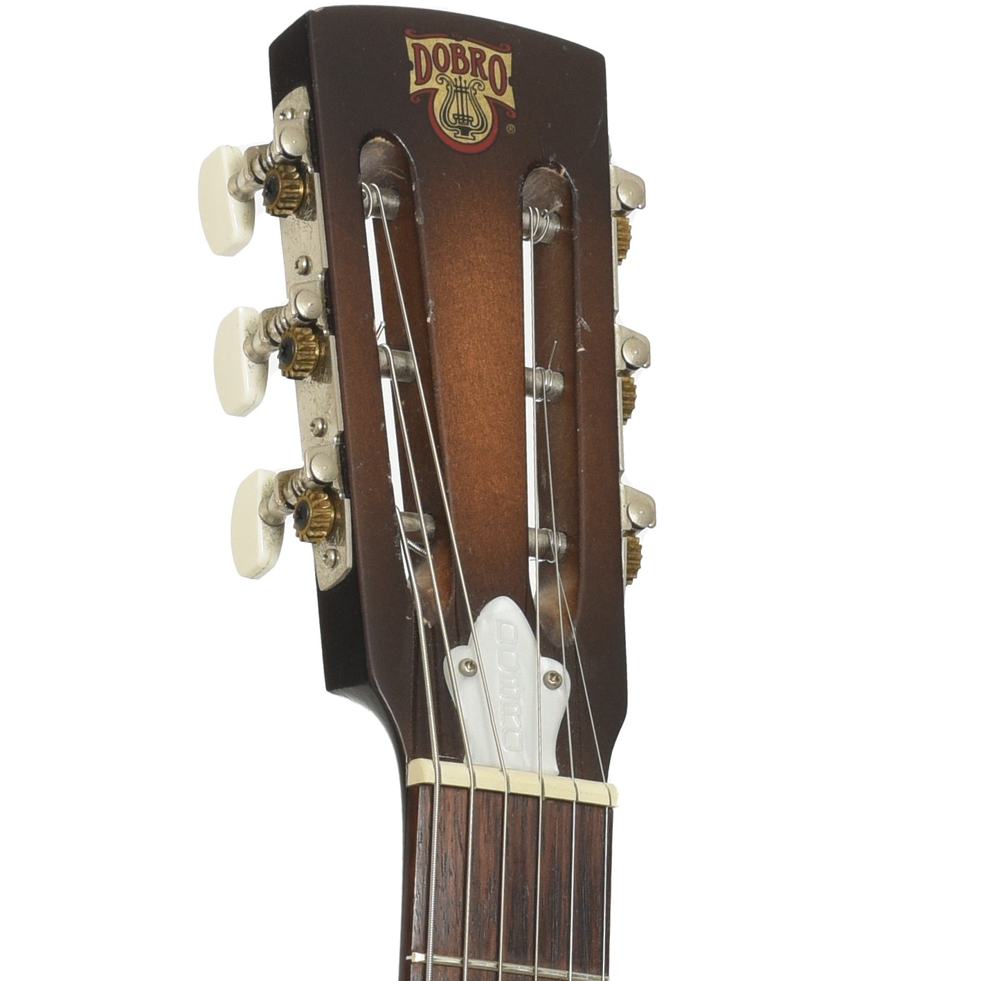 Headstock of Dobro F-60 Roundneck Resonator Guitar 