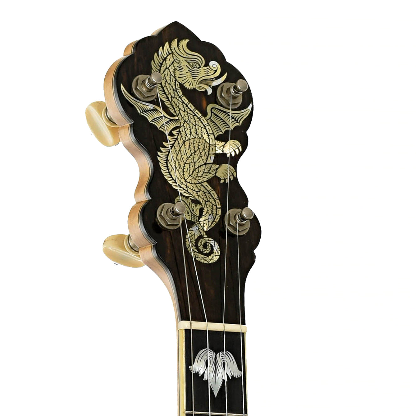 Headstock of Bart Reiter Professional Custom Open Back Banjo