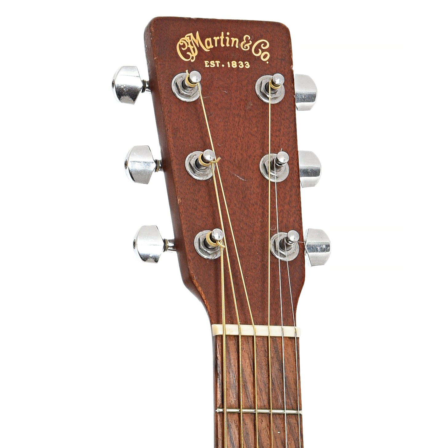 Front headstock of Martin D-15 Mahogany Top Dreadnought Acoustic Guitar (1998)