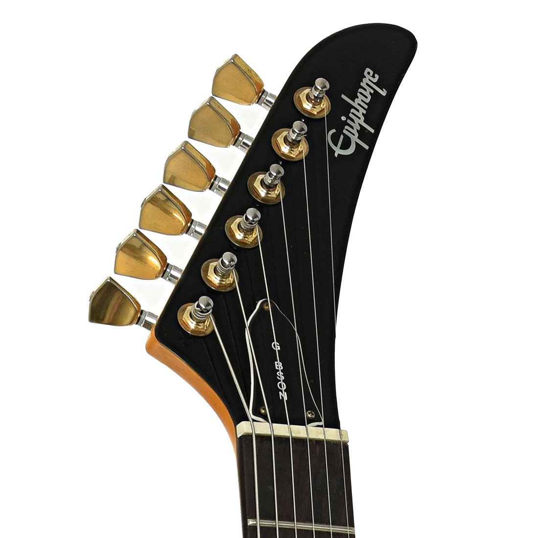 Headstock of Epiphone '58 Korina Explorer Electric Guitar 