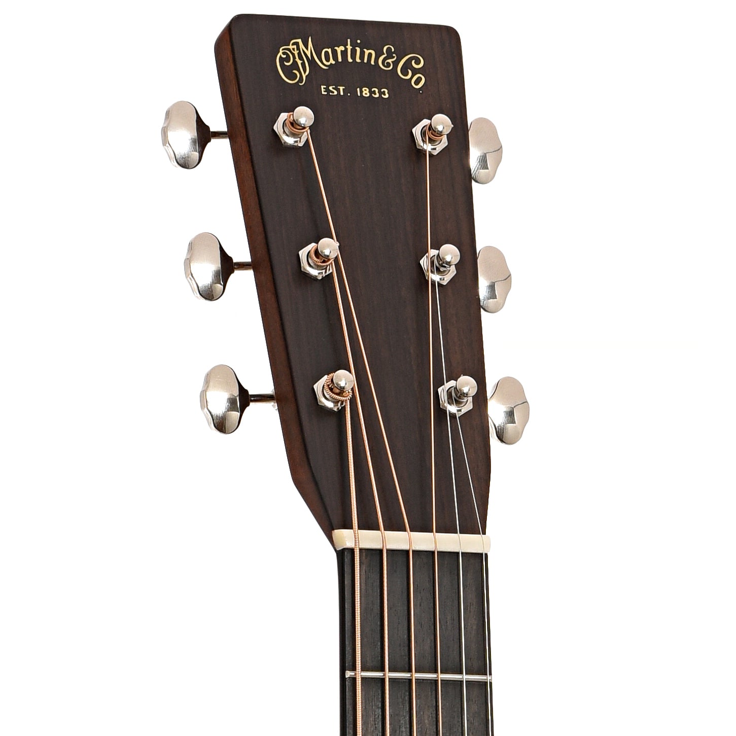 Front headstock of Martin D-28 Satin Acoustic