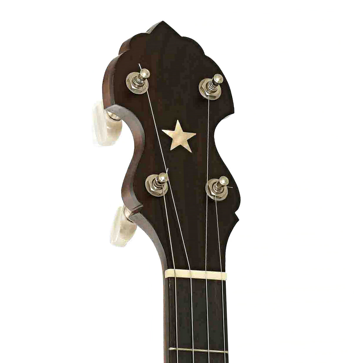 Headstock of Bart Reiter Round Peak Open Back Banjo