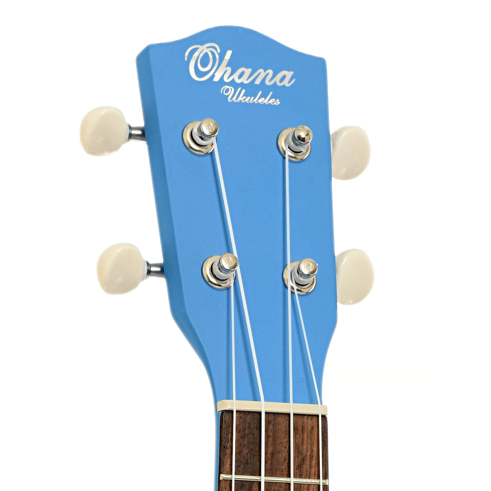 Headstock of Ohana SK-10 Soprano Ukulele, Blue