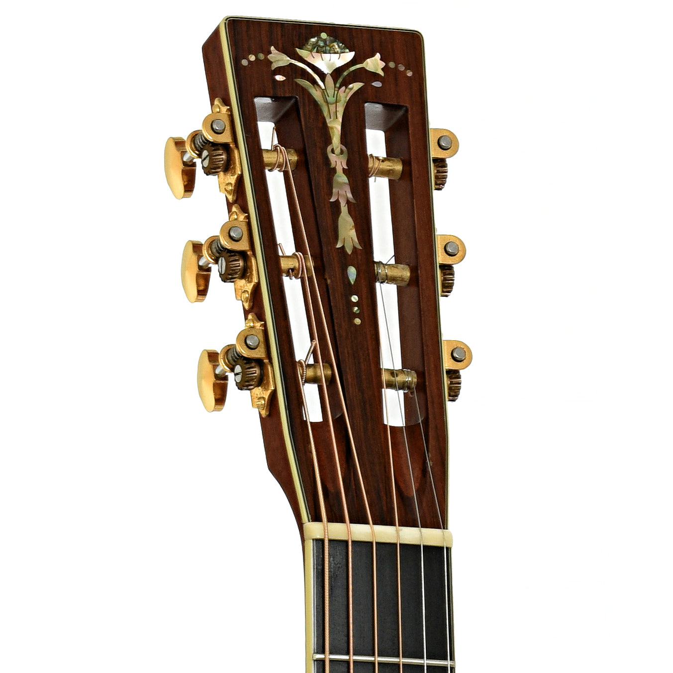 Headstock of Santa Cruz D-12 Brazilian Rosewood Acoustic Guitar 