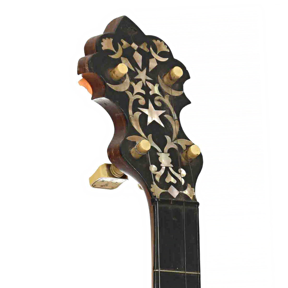 Front Headstock of S.S. Stewart Thoroughbred No.1 Openback Banjo