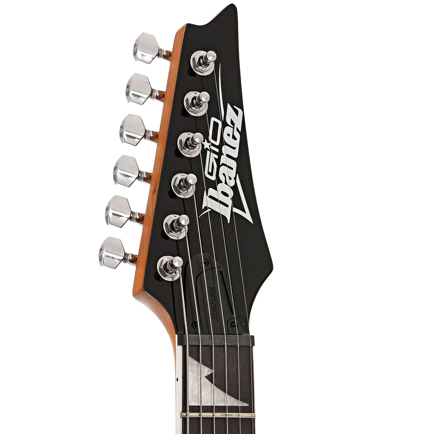 Front headstock of Ibanez RG Gio Series GRG220PA1 Electric Guitar, Brown Black Burst