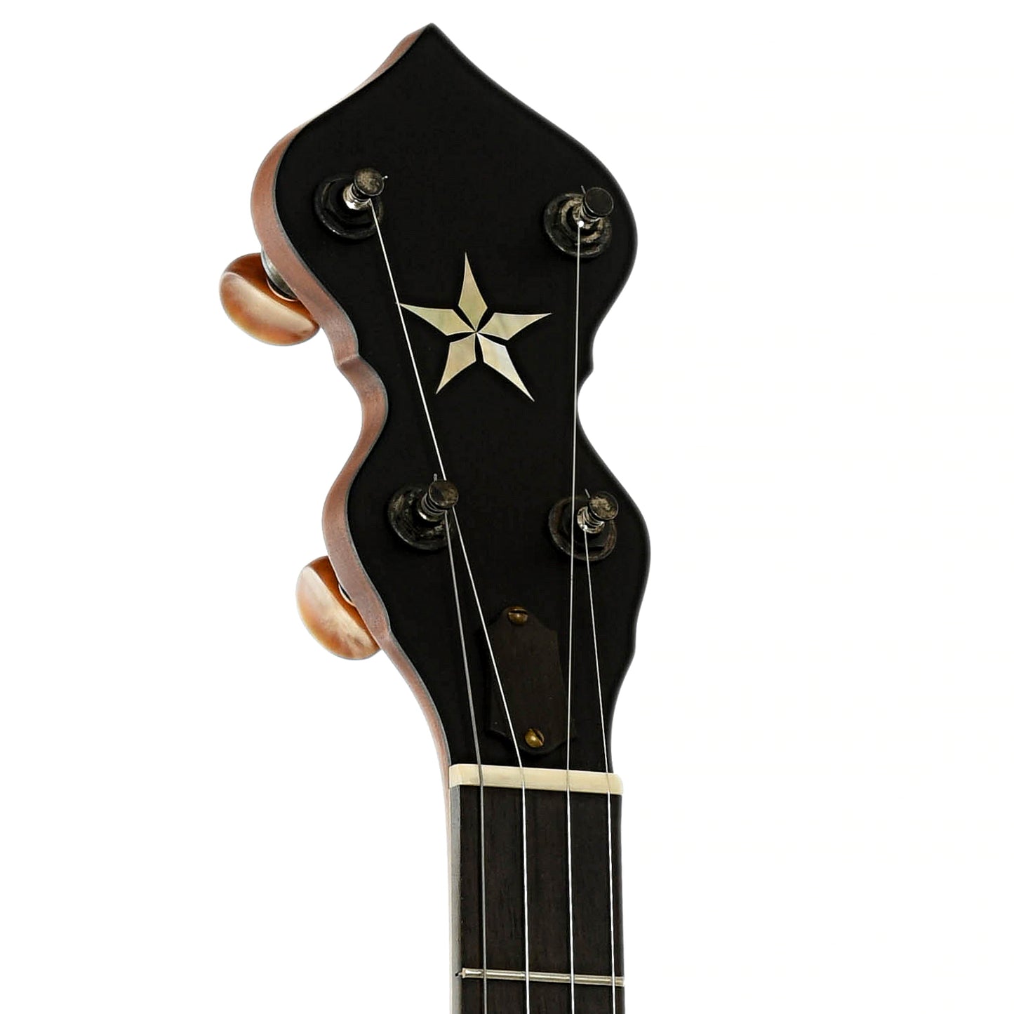 Headstock of Ome Wizard Cherry 11" Open Back Banjo 