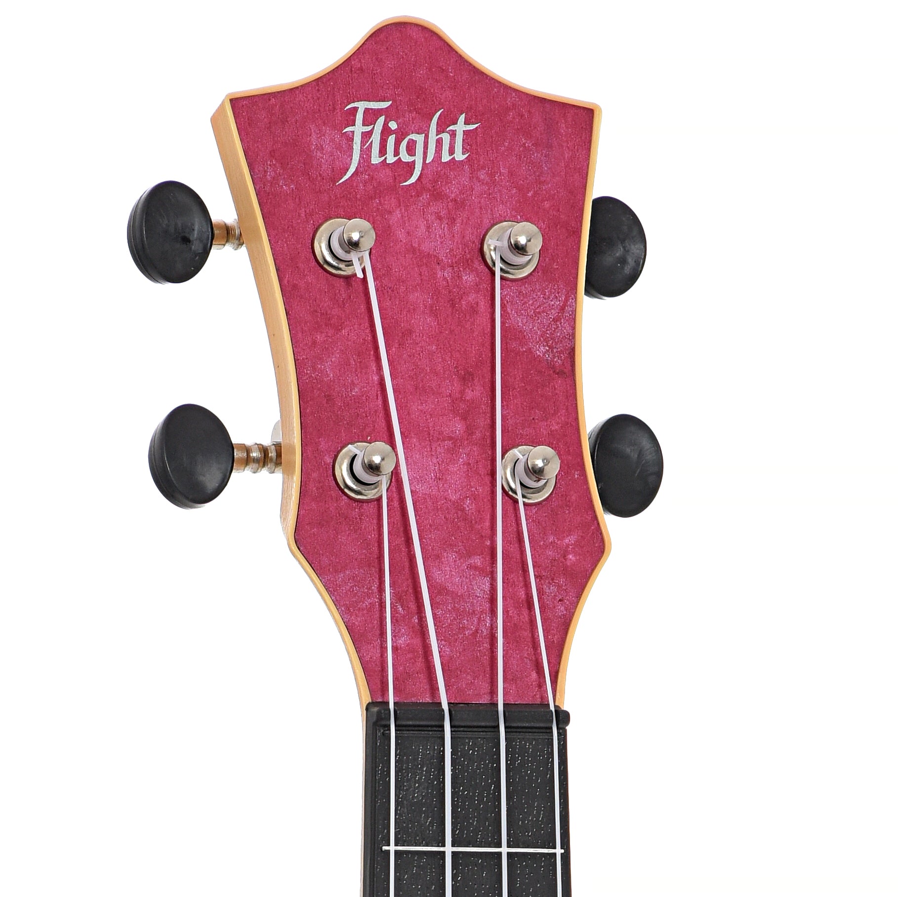 Front headstock of Flight Travel Series TUS65 Ruby Soprano Uke