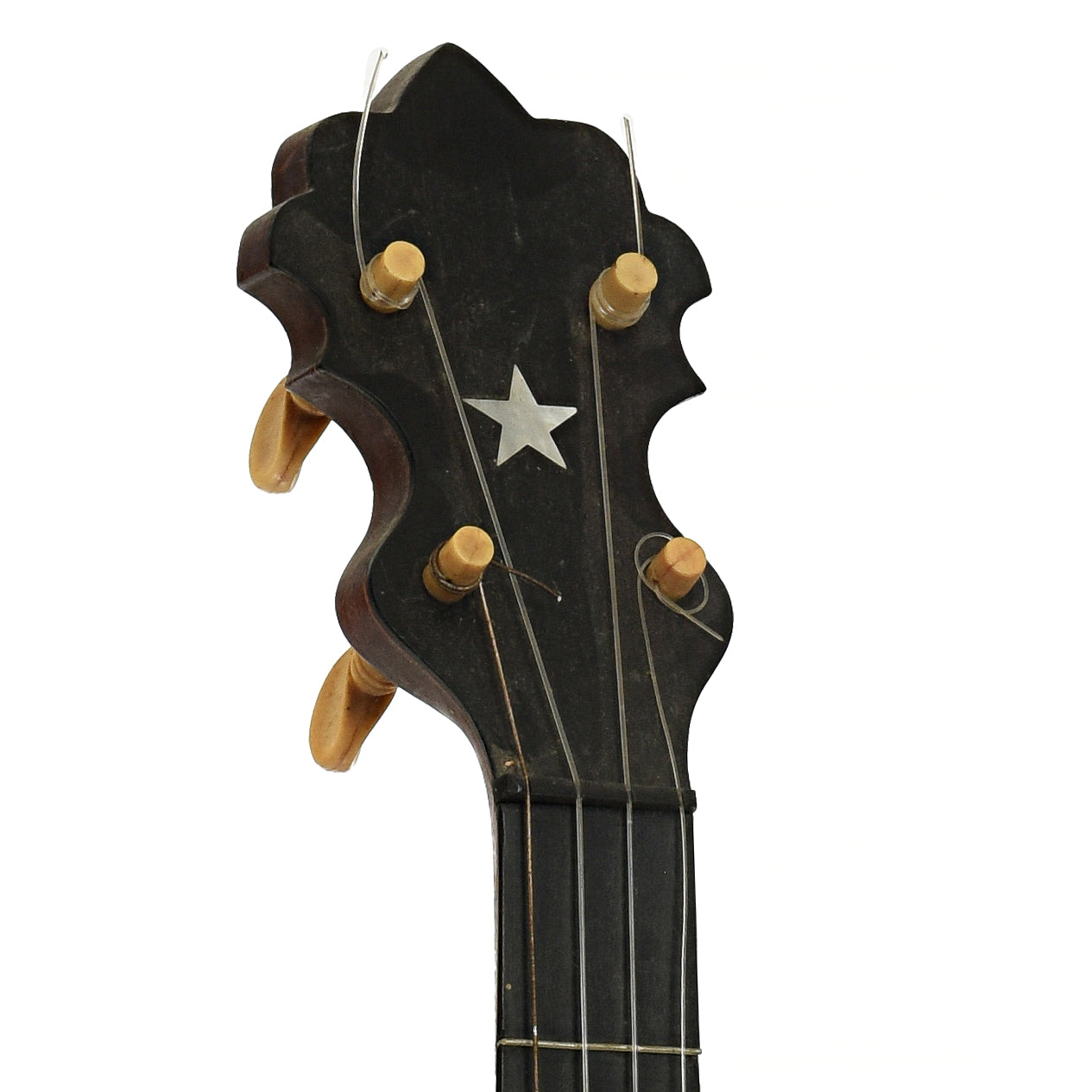 Headstock of S.S. Stewart American Princess Openback Banjo