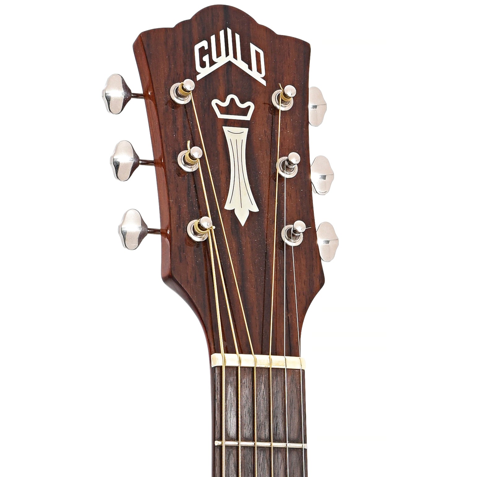 Front headstock of Gulid OM-140 Westerly Acoustic Guitar (2015)