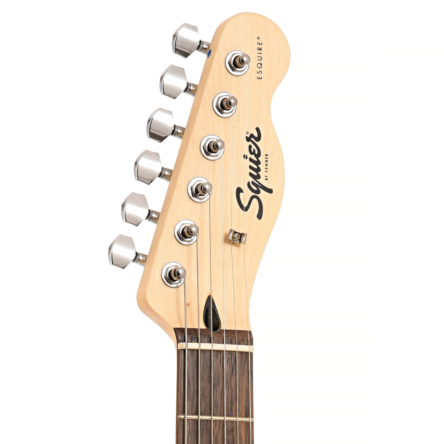 Front headstock of Squier Sonic Esquire H, Ultraviolet