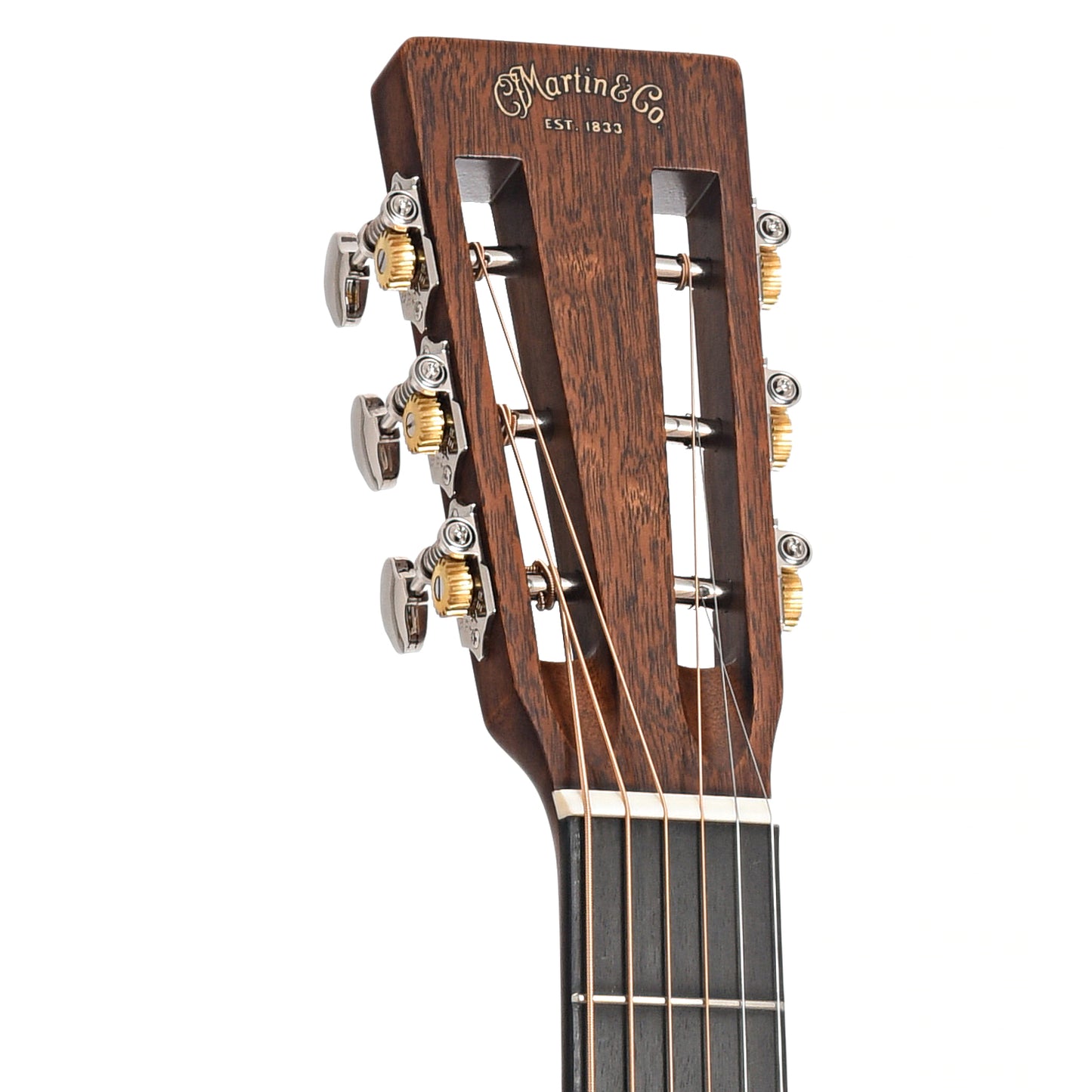 Front headstock of Martin Custom 000 12-Fret Guitar & Case, All Quilted Mahogany,