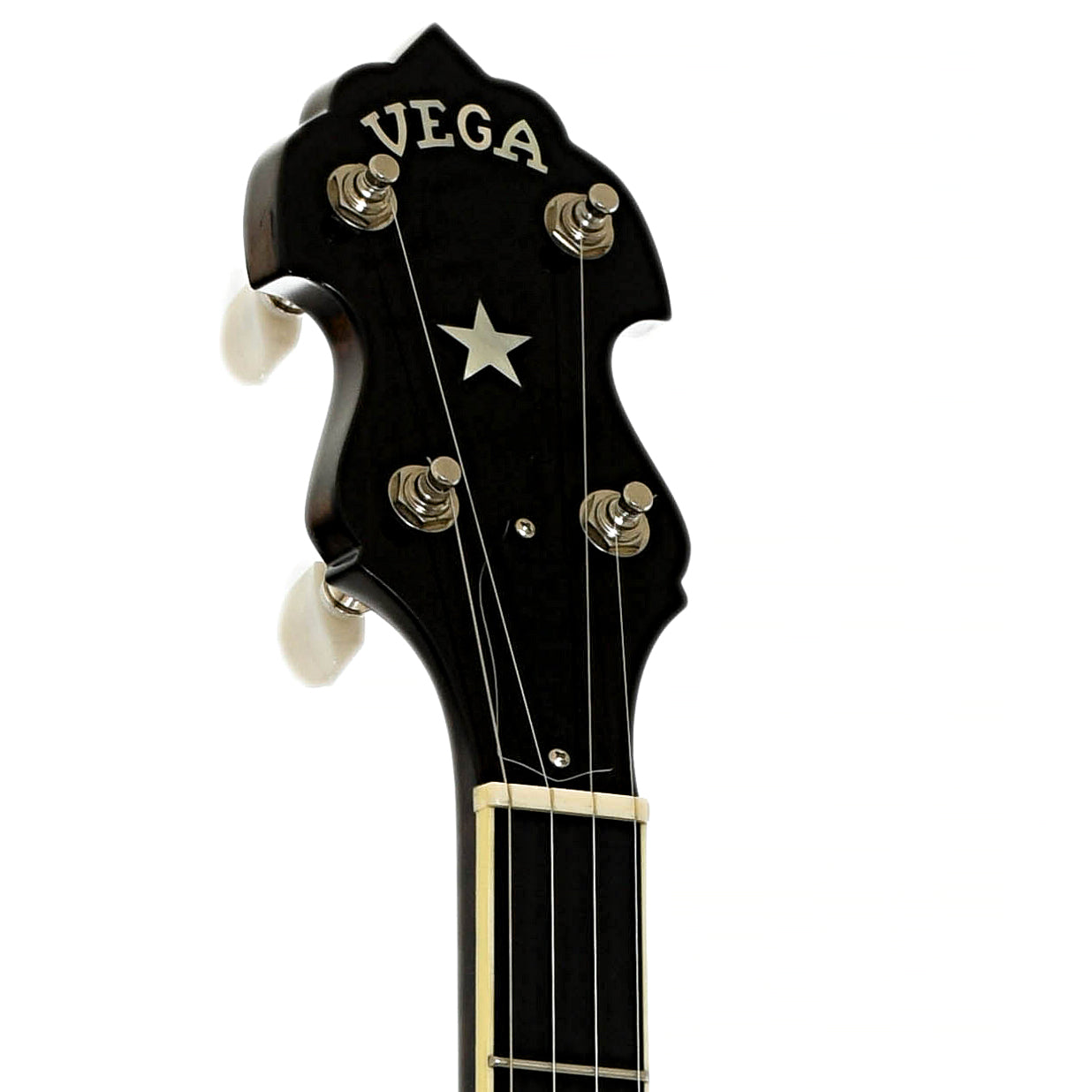 Headstock of Deering Vega Extra Long Neck Banjo