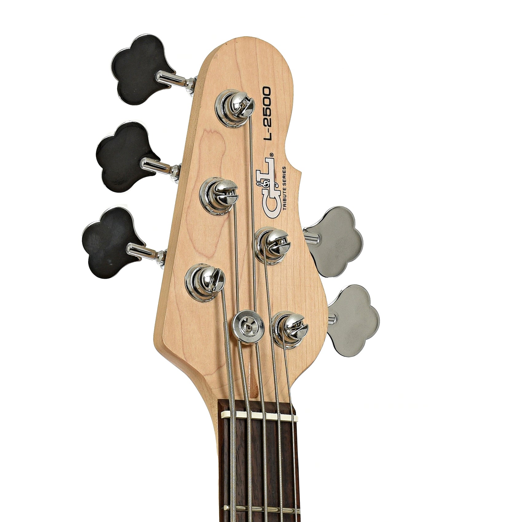Headstock of G&L L-2500 Tribute 5-String Electric Bass 