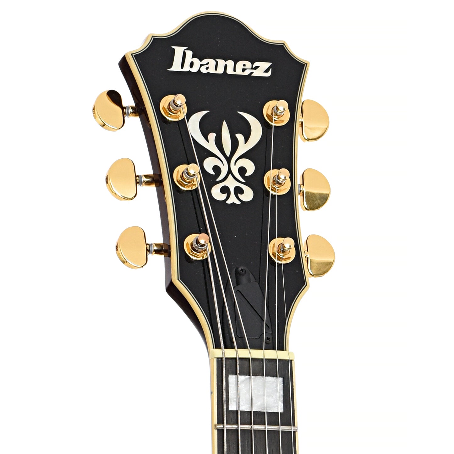 Front headstock of Ibanez Artcore Expressionist AG95K Hollowbody Guitar, Natural