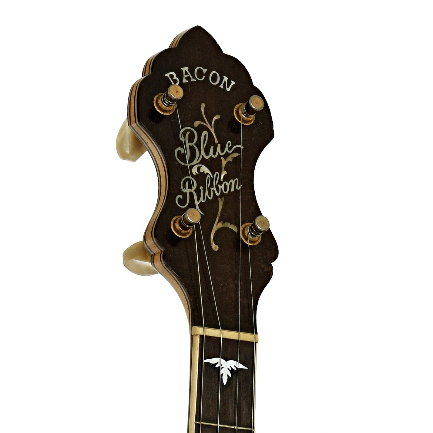 Headstock of Bacon Blue Ribbon A1 Special Open Back Banjo