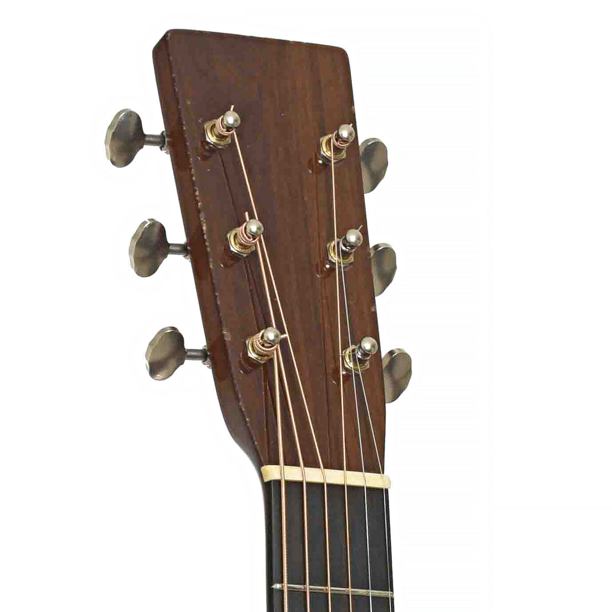 Headstock of Pre-war Guitars Co. Dreadnought Mahogany Acoustic Guitar & Case, Level 1 Shade Top