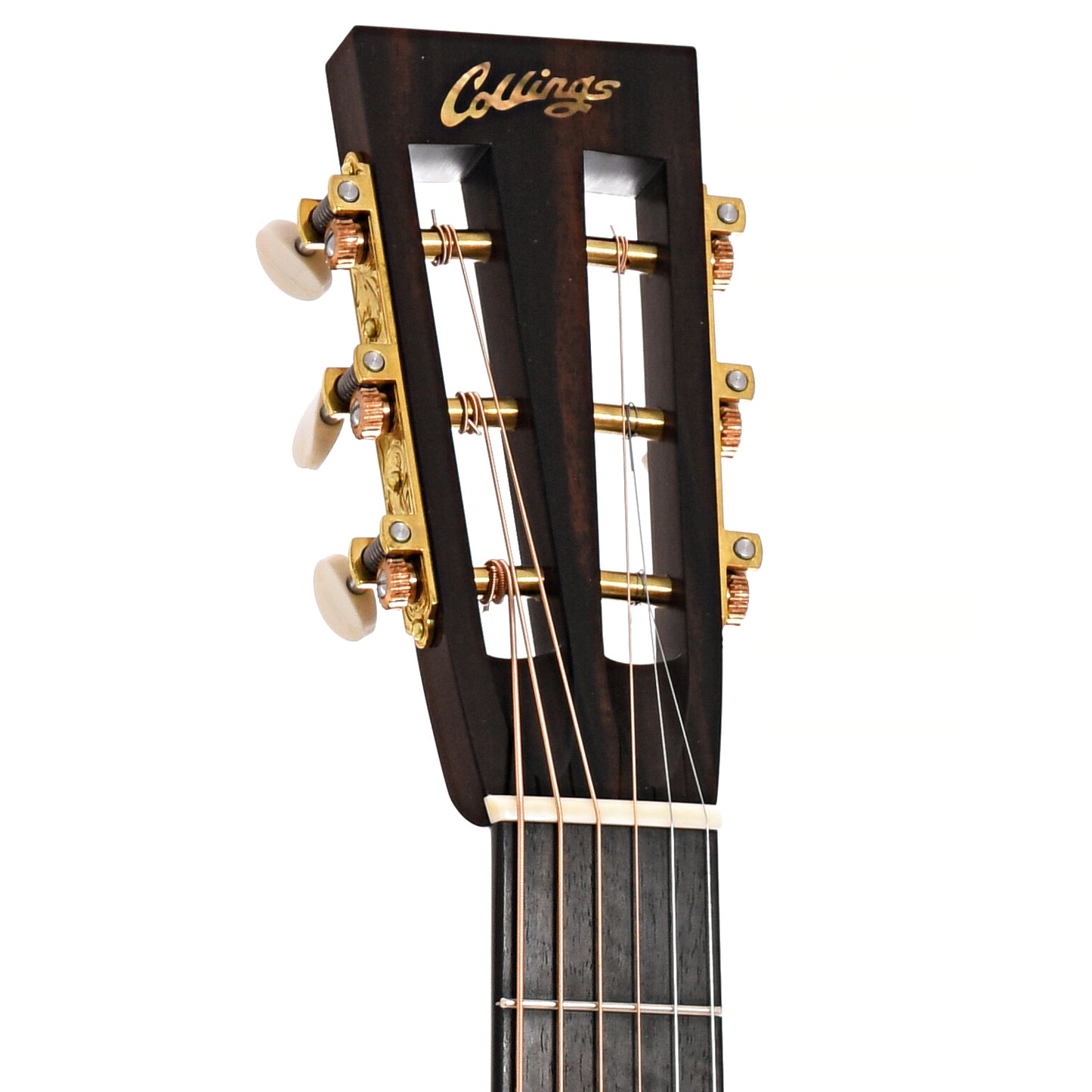 Front headstock of Collings B-Stock Parlor 2HT Traditional