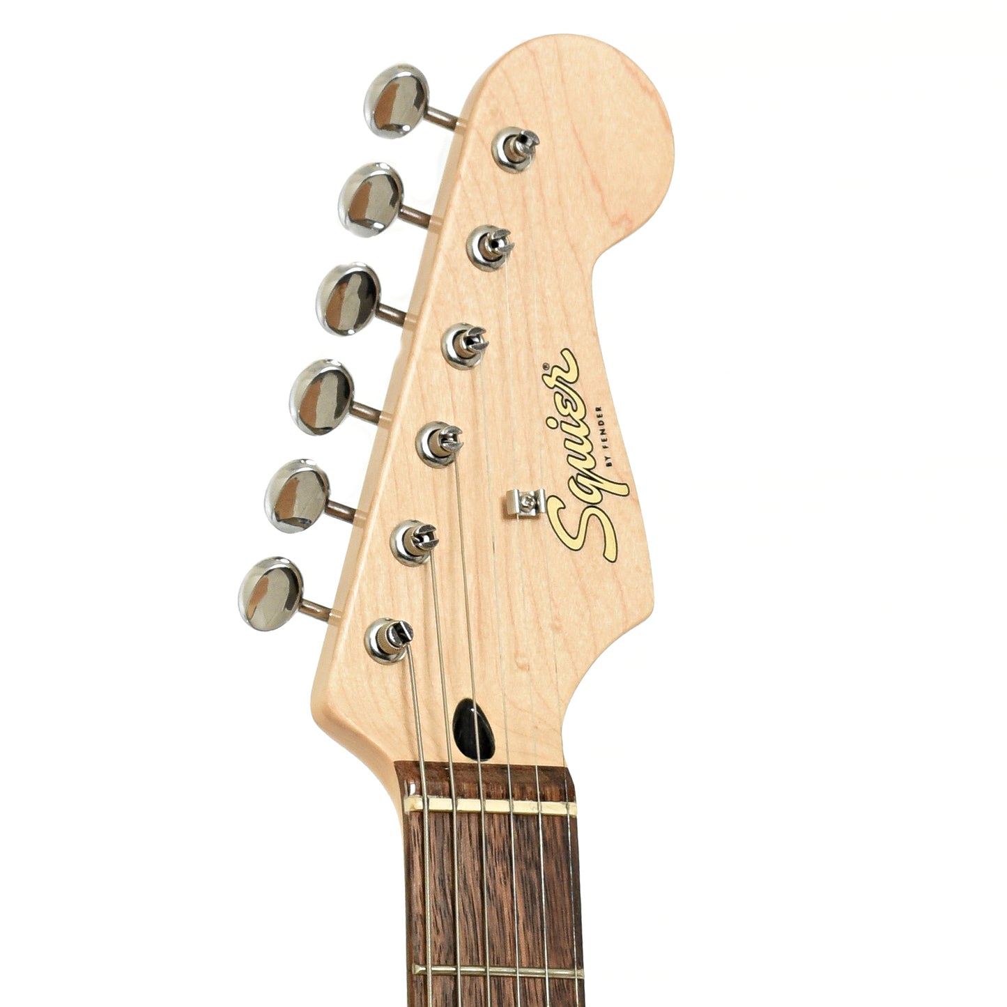 Headstock of Squier Paranormal Custom Nashville Stratocaster Electric Guitar