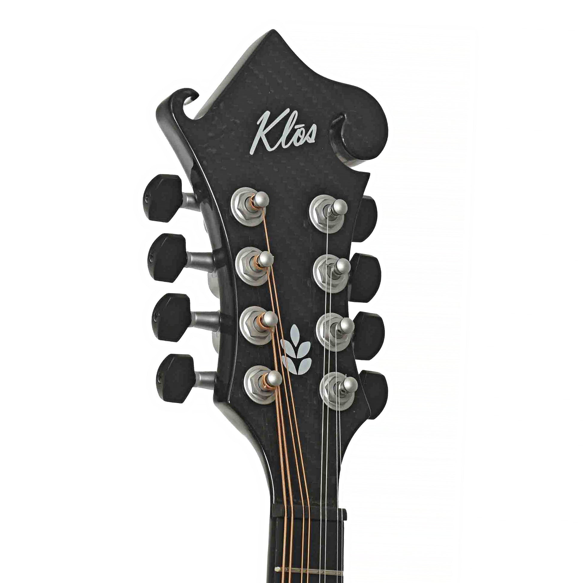 Front Headstock of KLOS Carbon Fiber F-Style Mandolin with Active EQ
