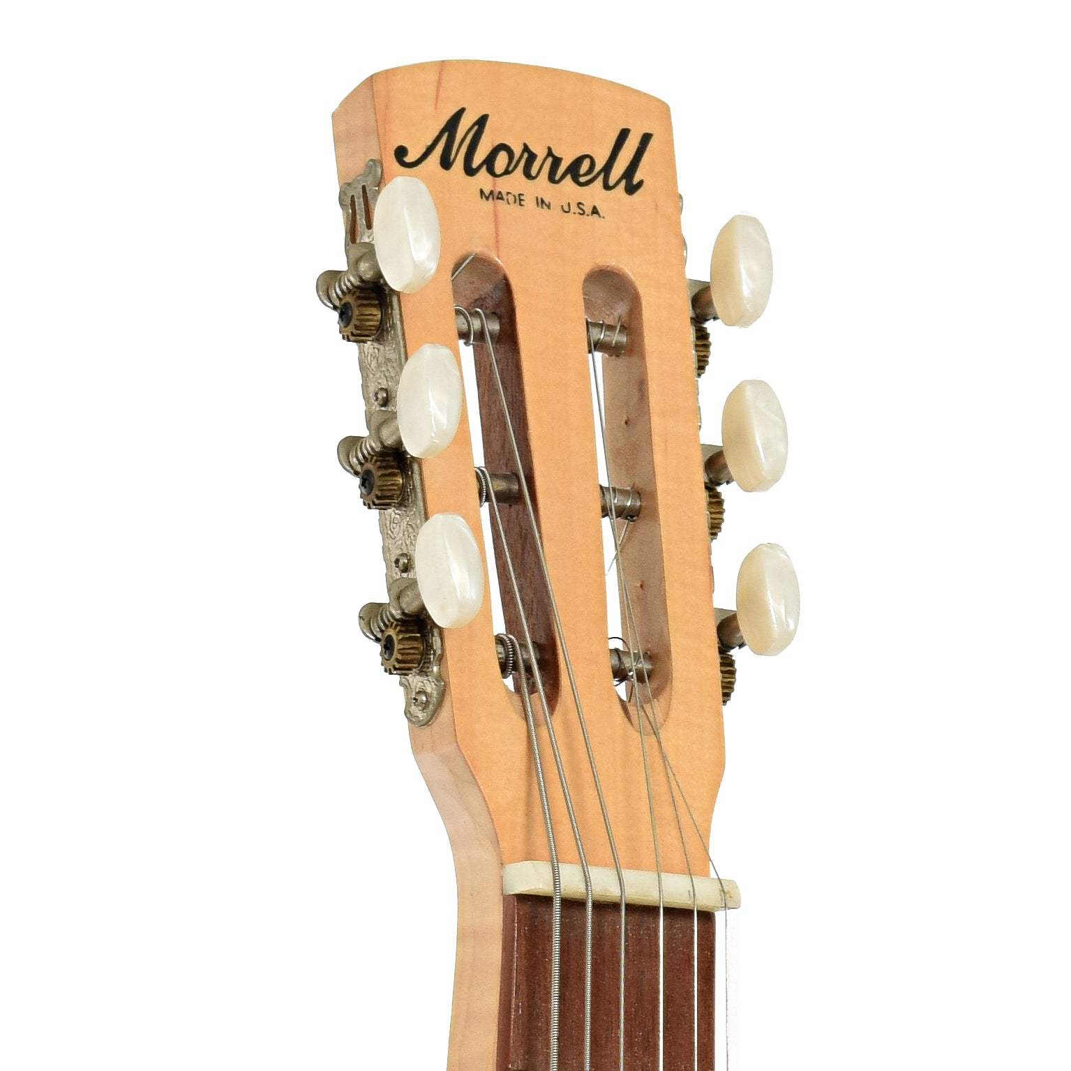 Headstock of Morrell Square Neck Resonator Guitar