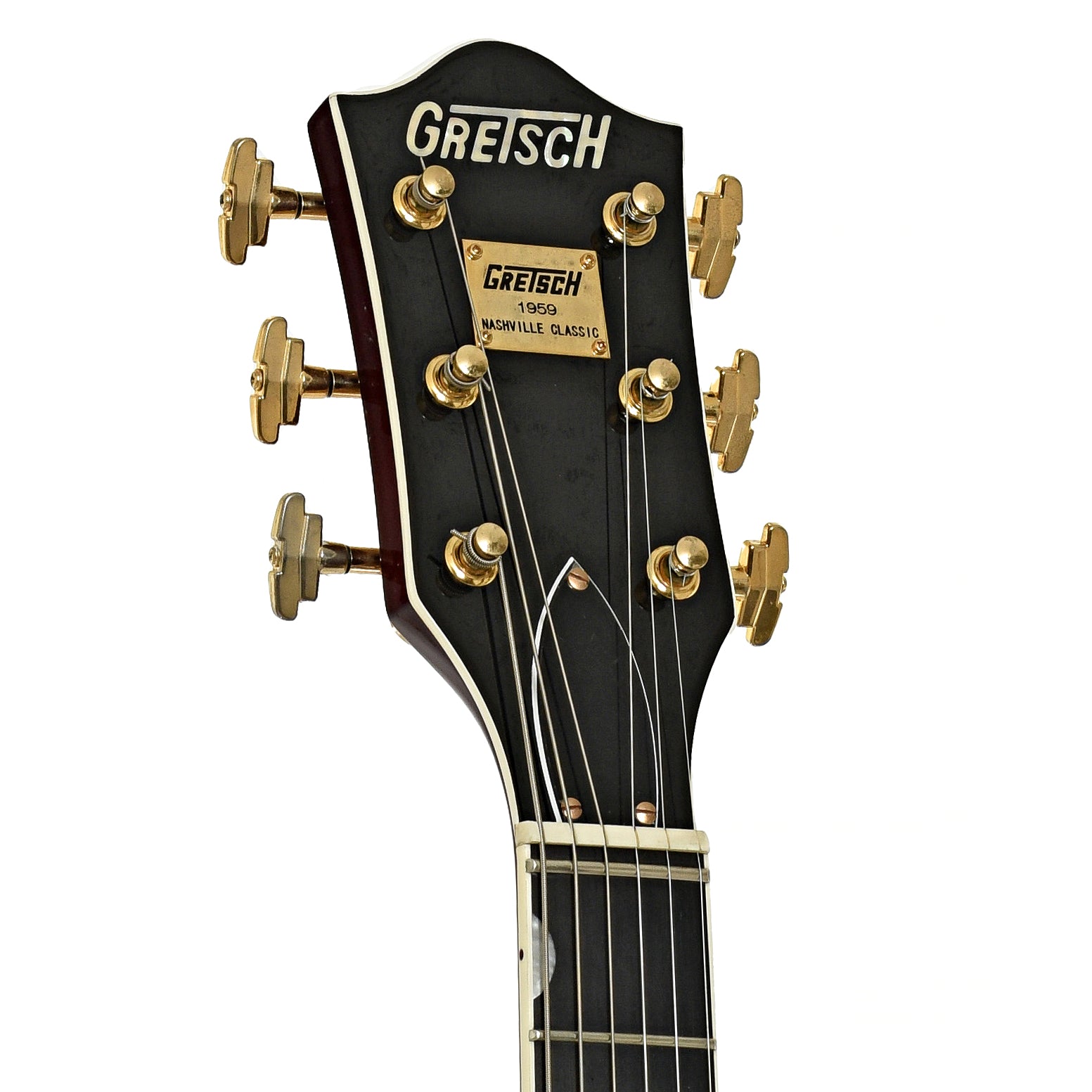 Headstock of Gretsch G6122-1959 Nashville Classic Hollowbody Electric Guitar