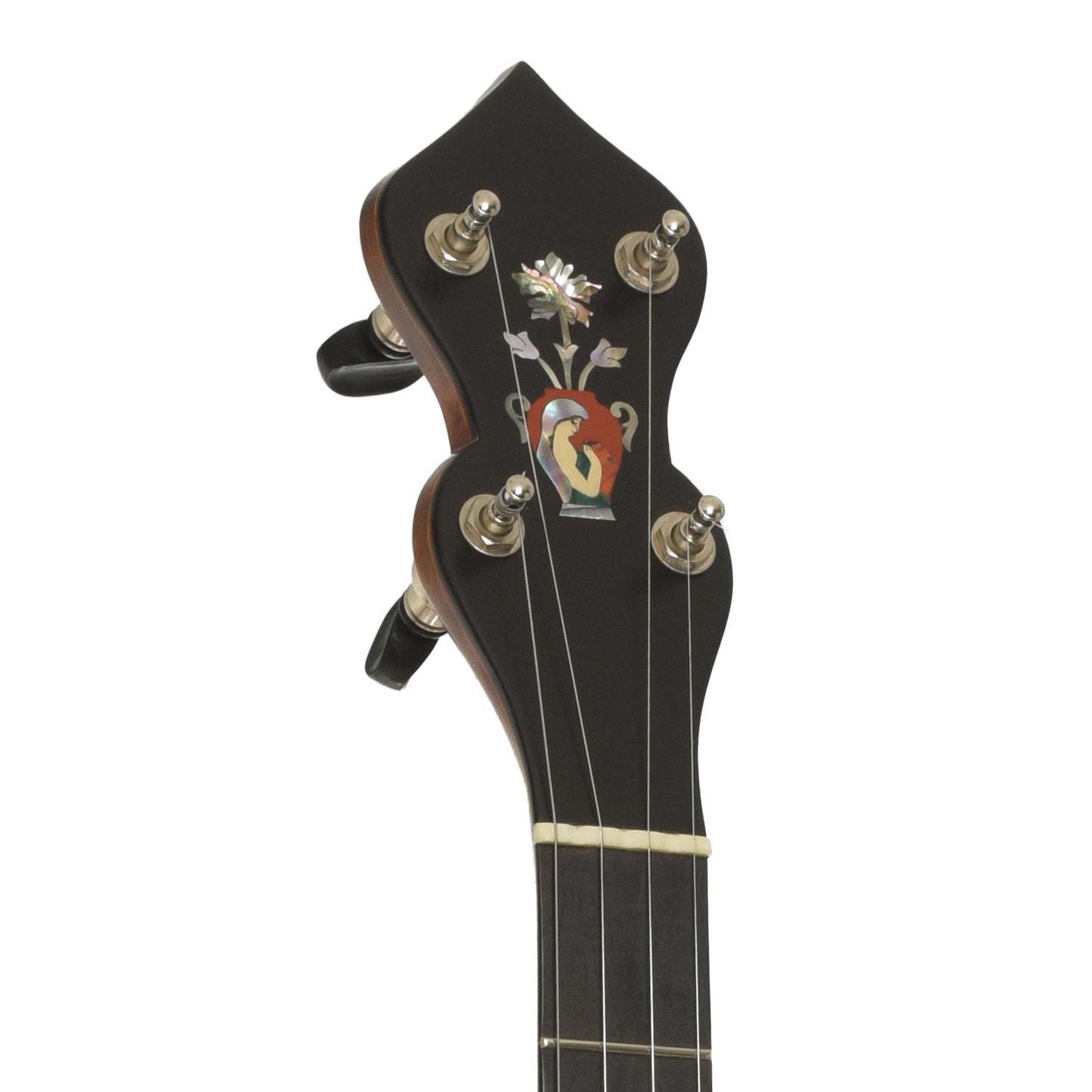 Headstock of Chuck Lee Prairieville 12" Open Back Banjo 